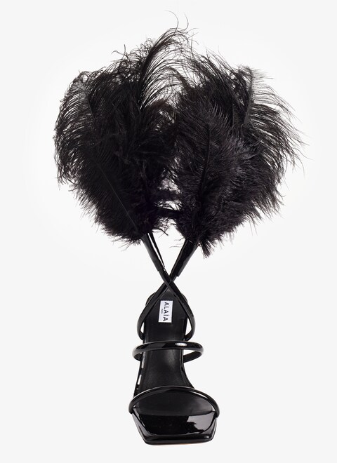 Feather perforated sandals in patent calfskin - maison-alaia.com