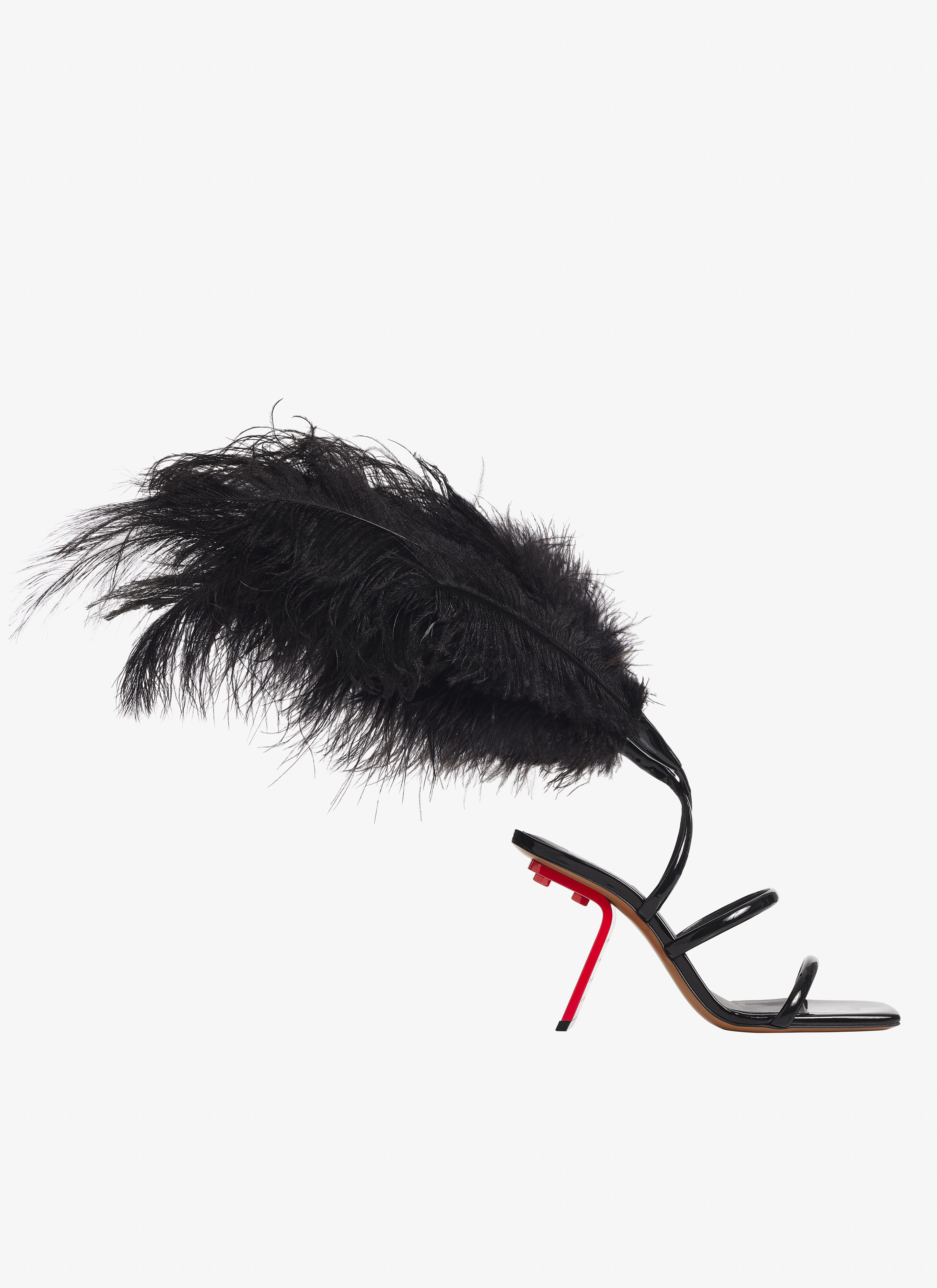Feather perforated sandals in patent calfskin - maison-alaia.com