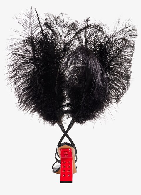Feather perforated sandals in patent calfskin - maison-alaia.com