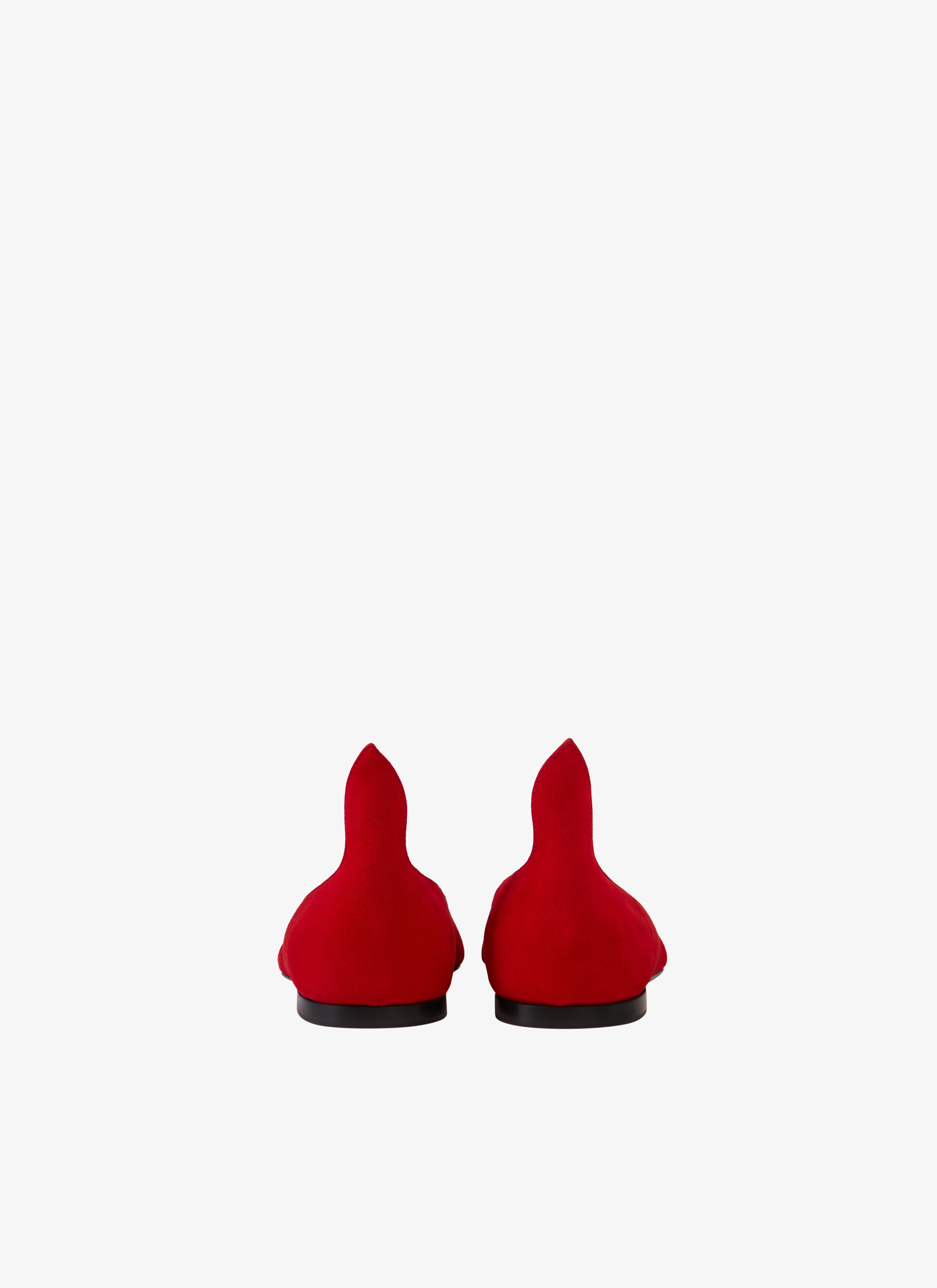 ALAÏA BLACK/RED SUEDE GOATSKIN HEART BALLET FLATS