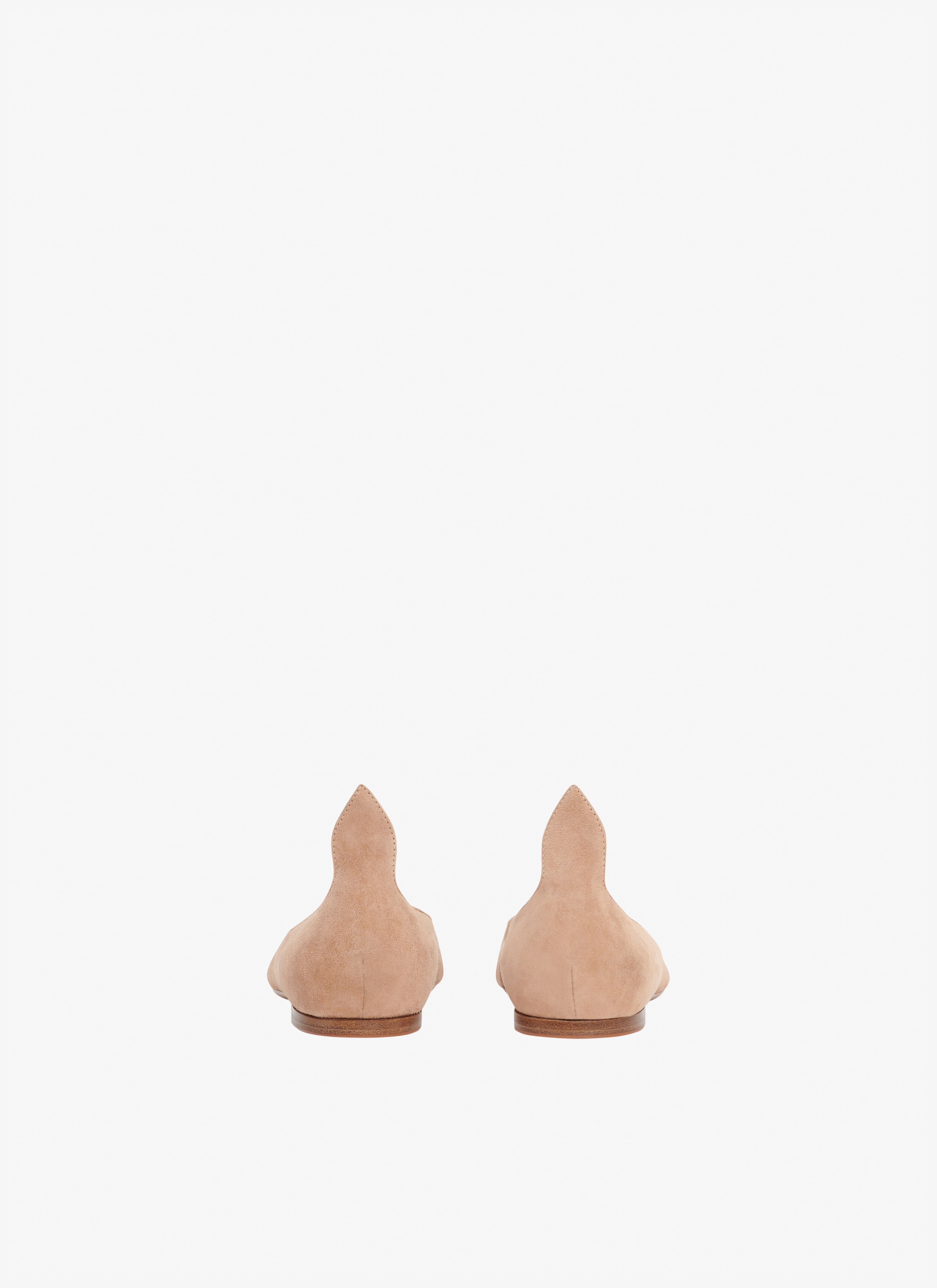 ALAÏA BLUSH/BLACK SUEDE GOATSKIN HEART BALLET FLATS