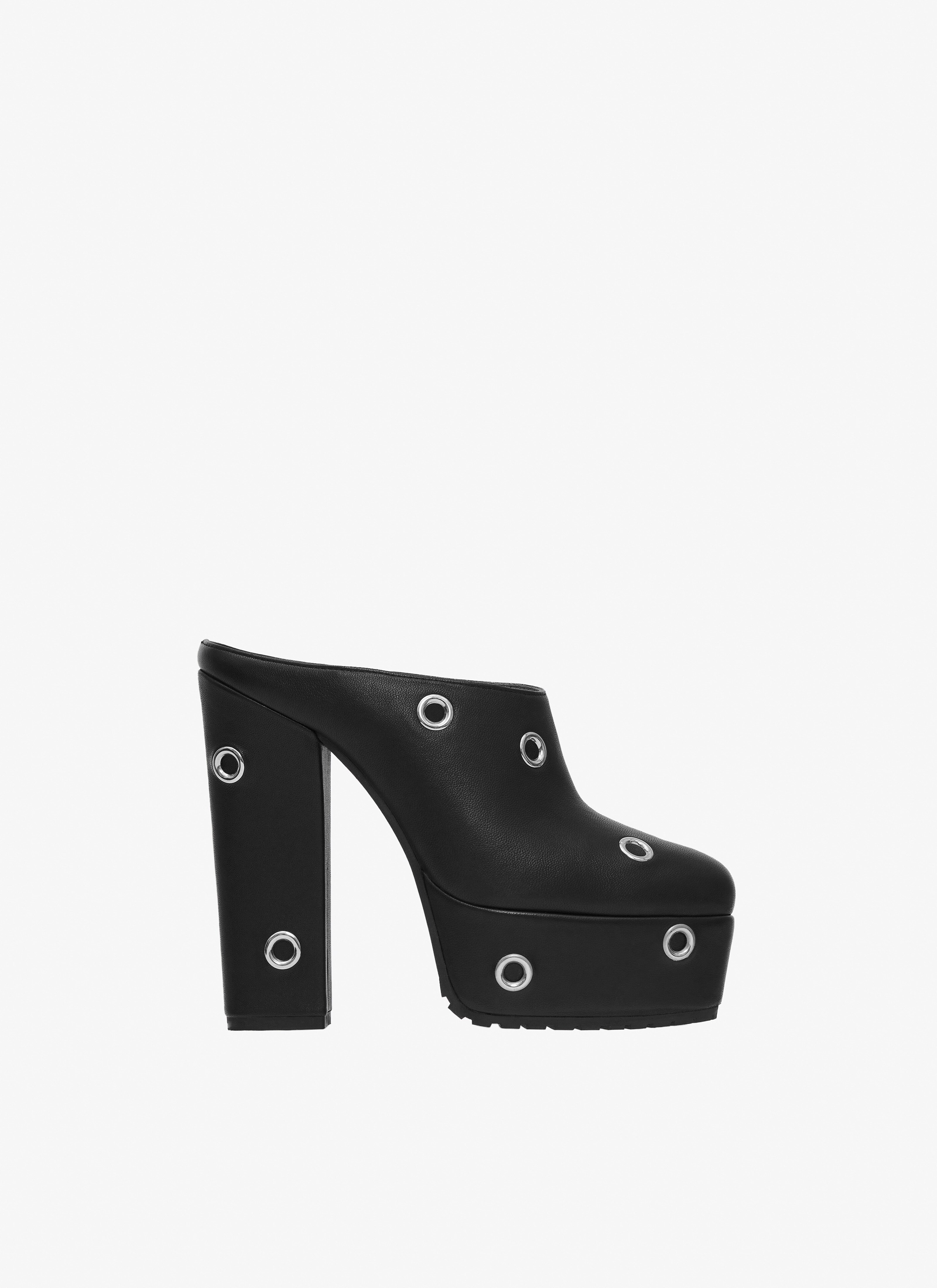 Block heel plateform mules in lambskin with eyelets maison-alaia.com