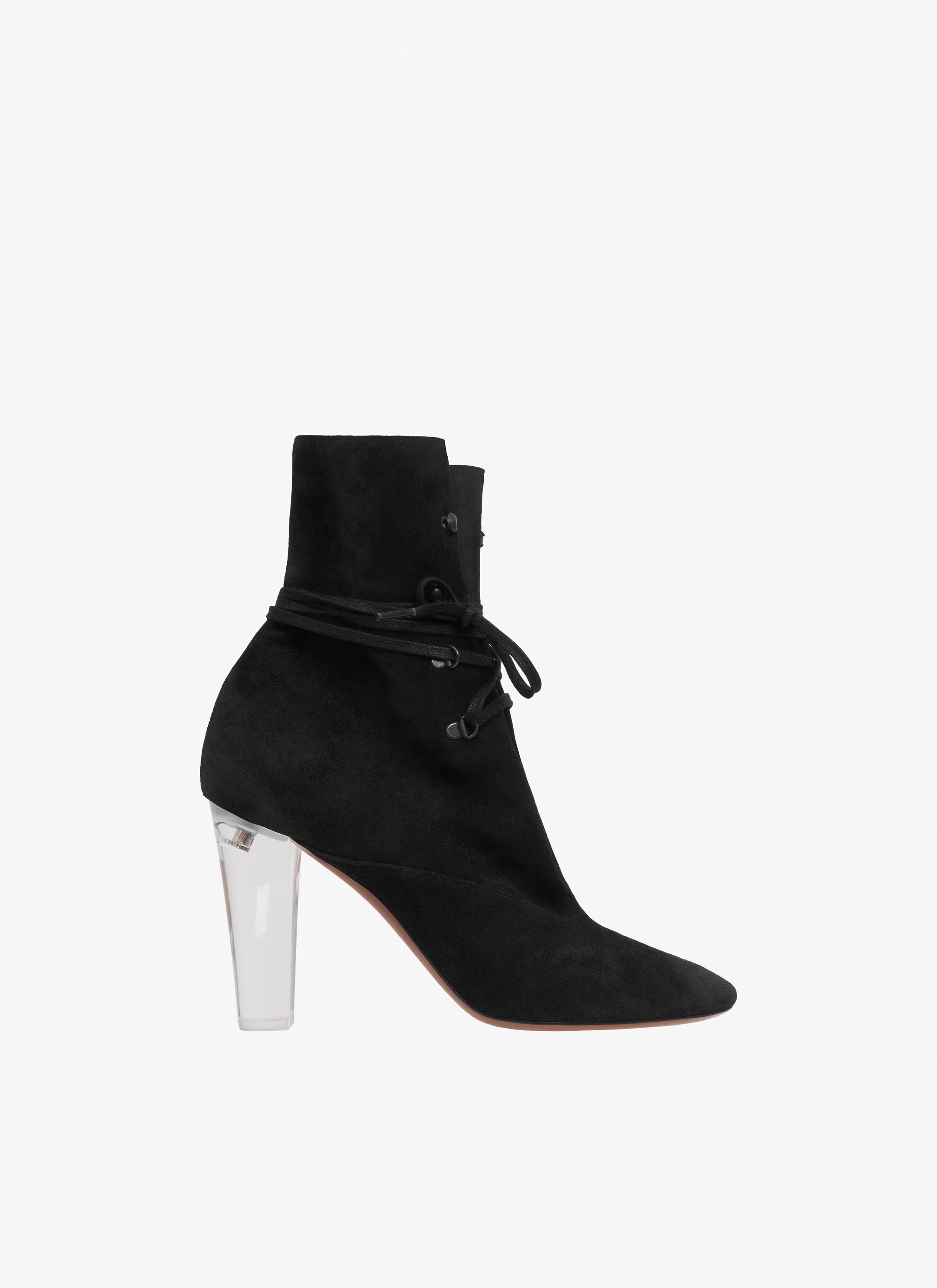 Trekking plexi ankle boots in suede calfskin - maison-alaia.com