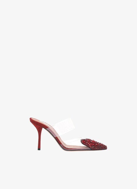 Heart mules in suede goatskin with crystals - maison-alaia.com