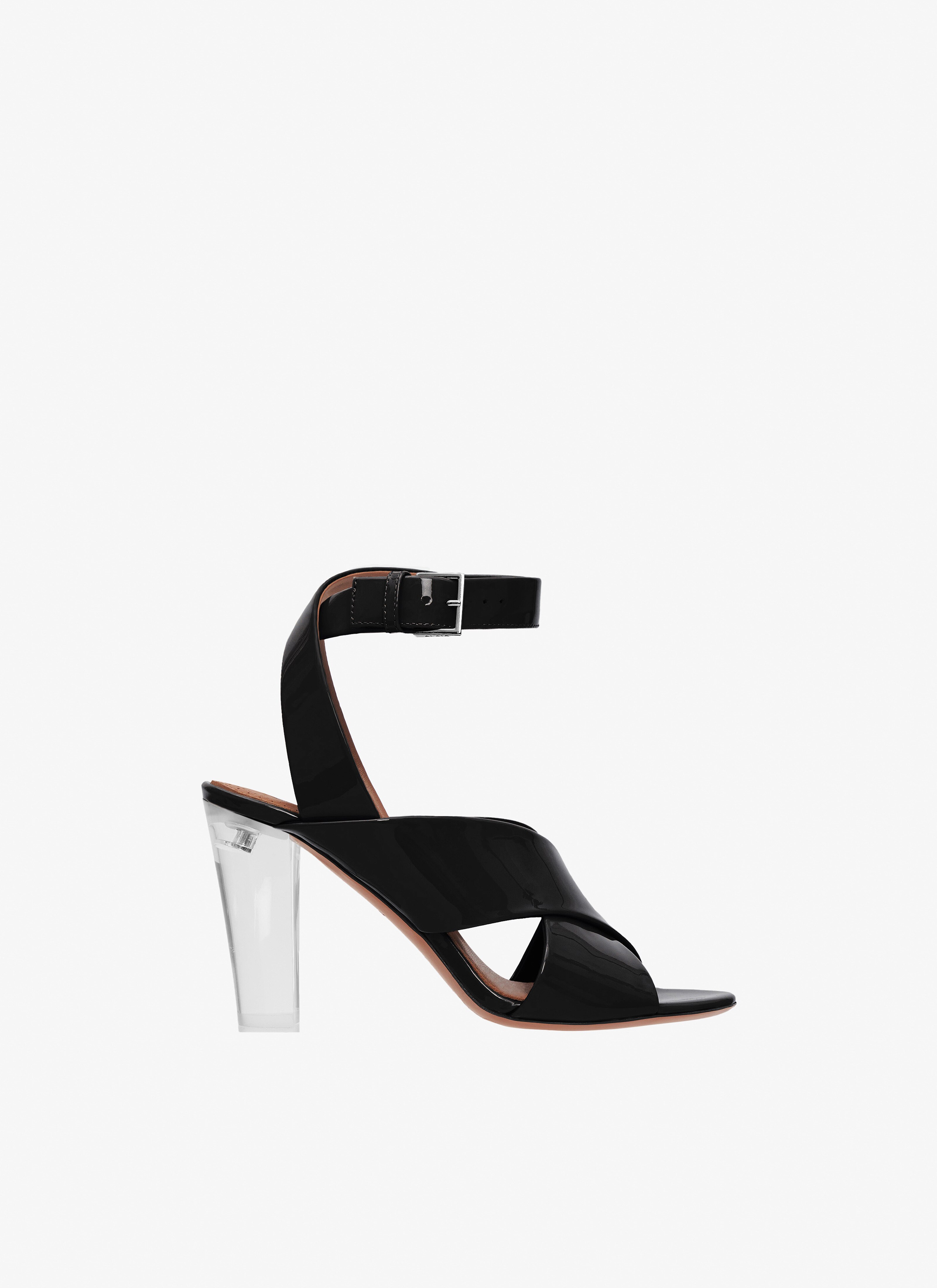 ALAÏA Black Block Heel Sandals In Patent Calfskin