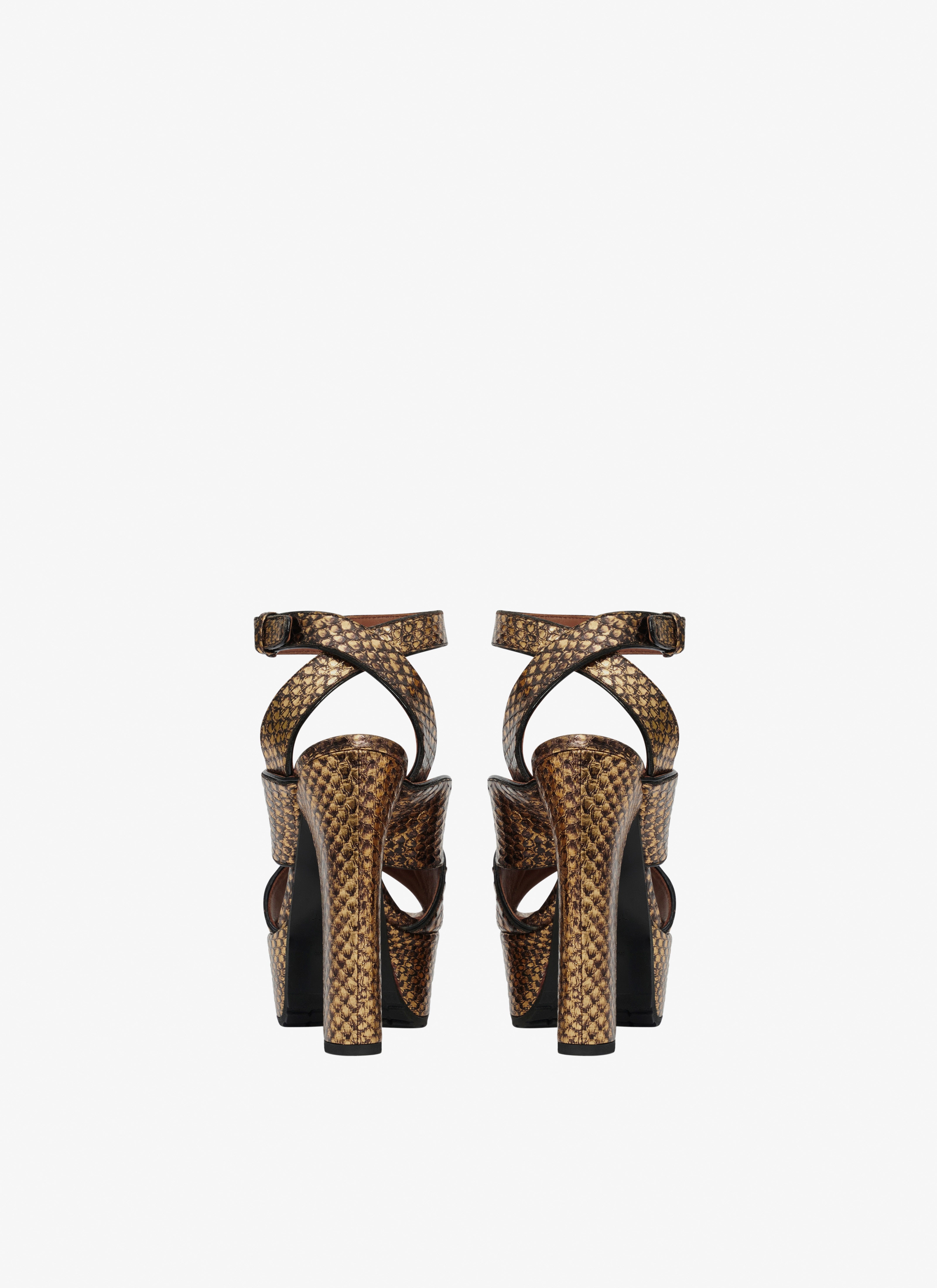 Block heel plateform sandals in elaphe - maison-alaia.com
