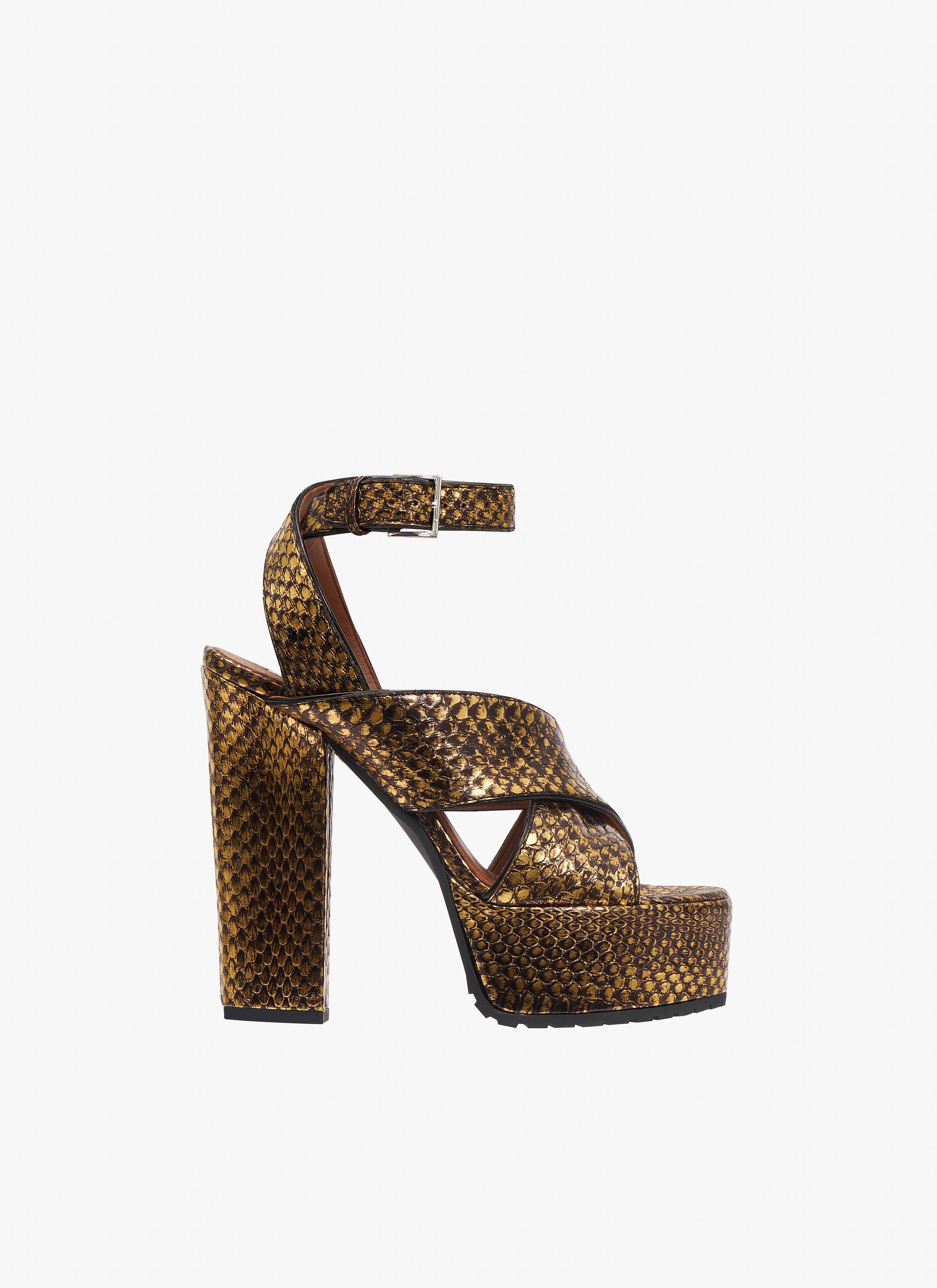 Block heel plateform sandals in elaphe maison-alaia.com