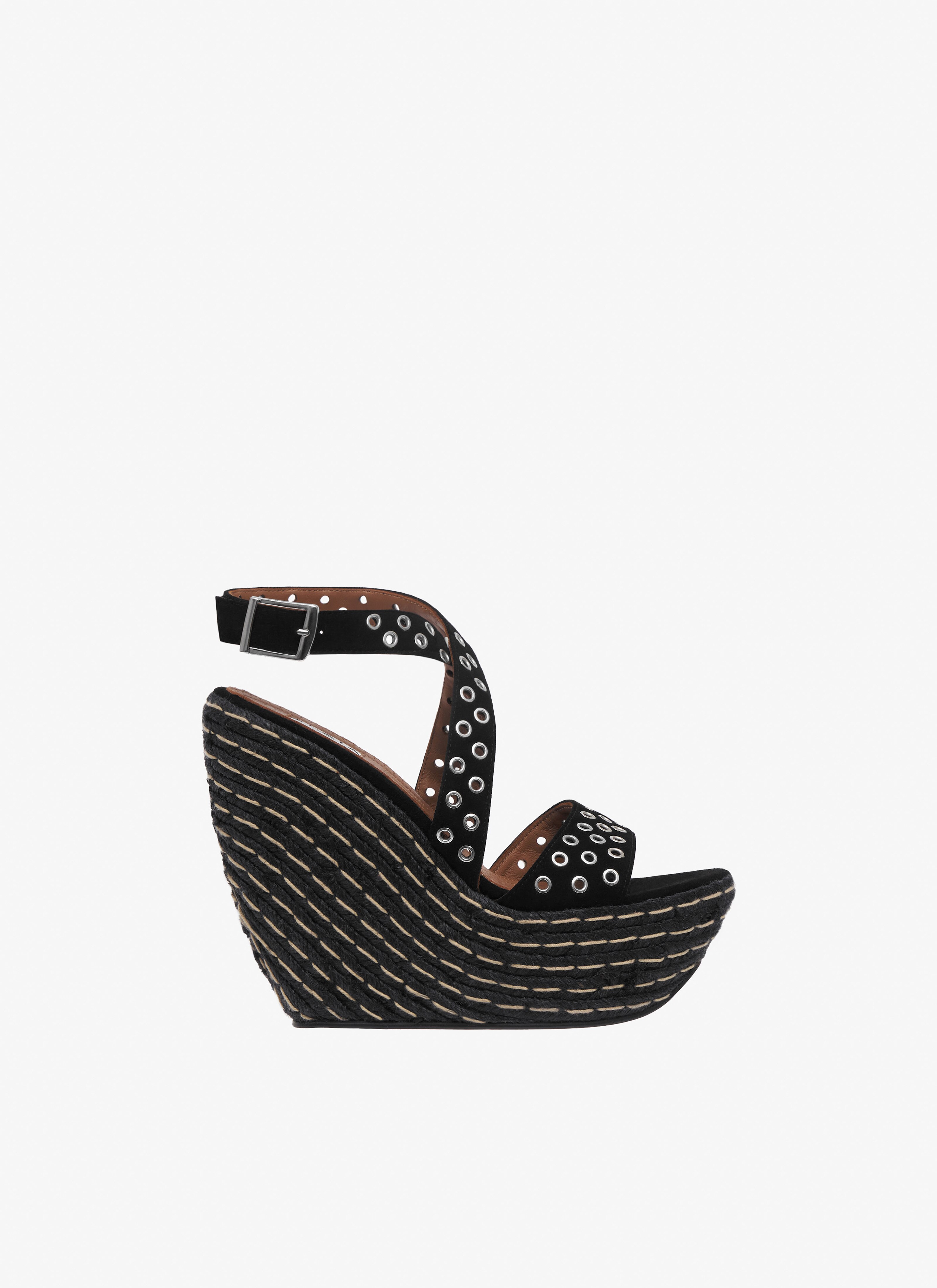 Wedge espadrillas in suede goatskin with eyelets maison-alaia.com