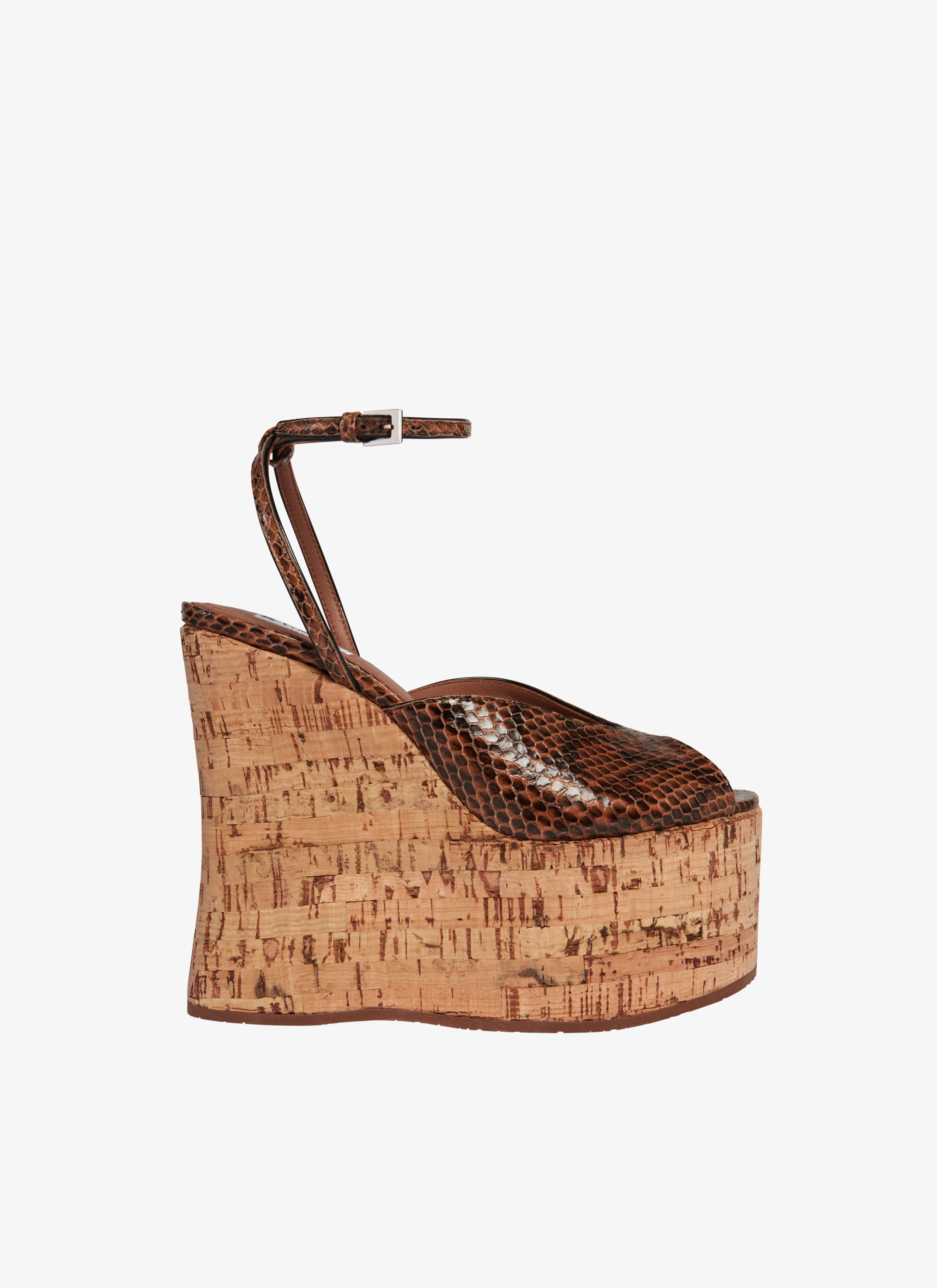 RIVIERA WEDGE PEEP TOE SANDALS IN ELAPHE - maison-alaia.com