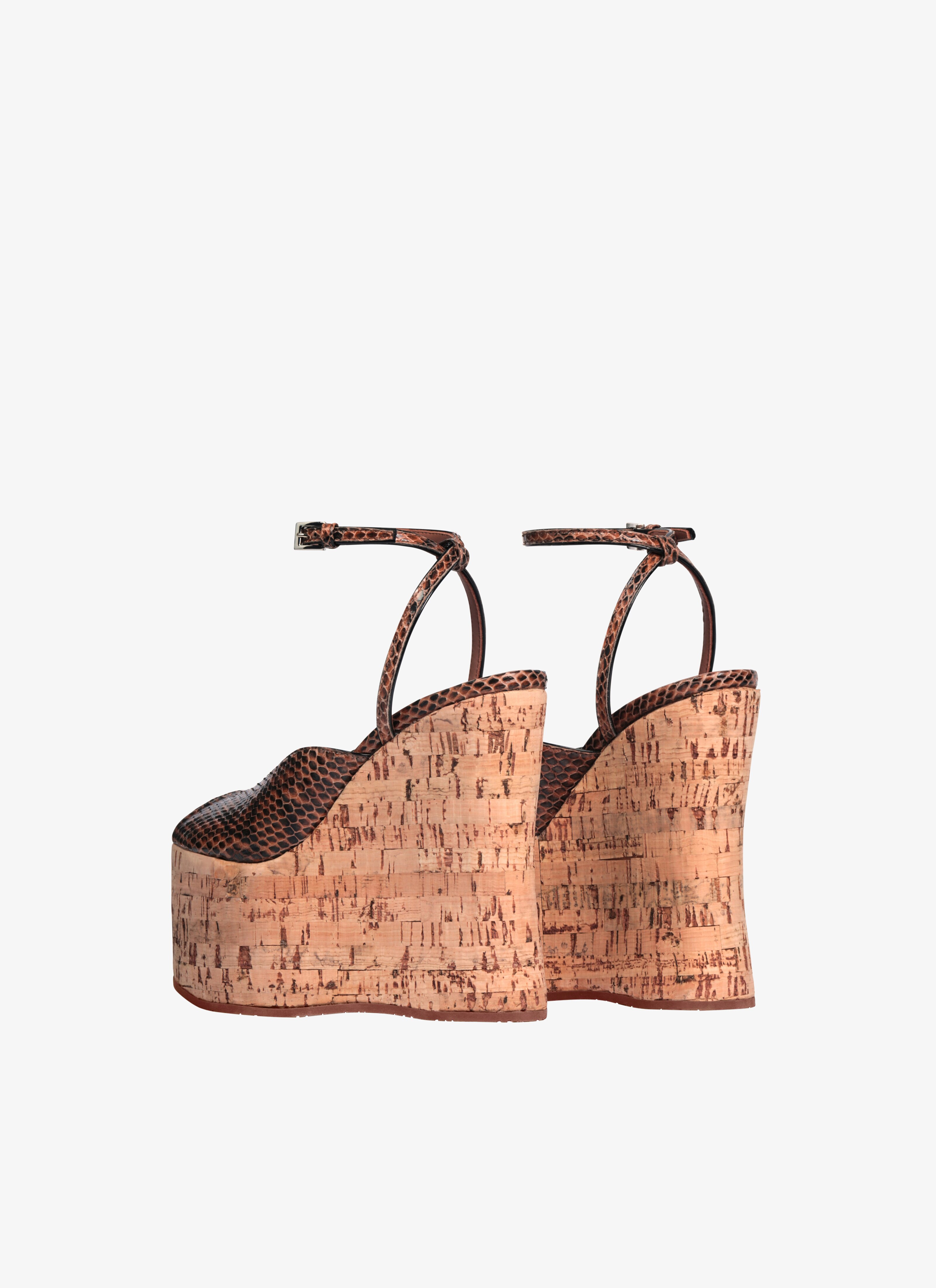 RIVIERA WEDGE PEEP TOE SANDALS IN ELAPHE - maison-alaia.com