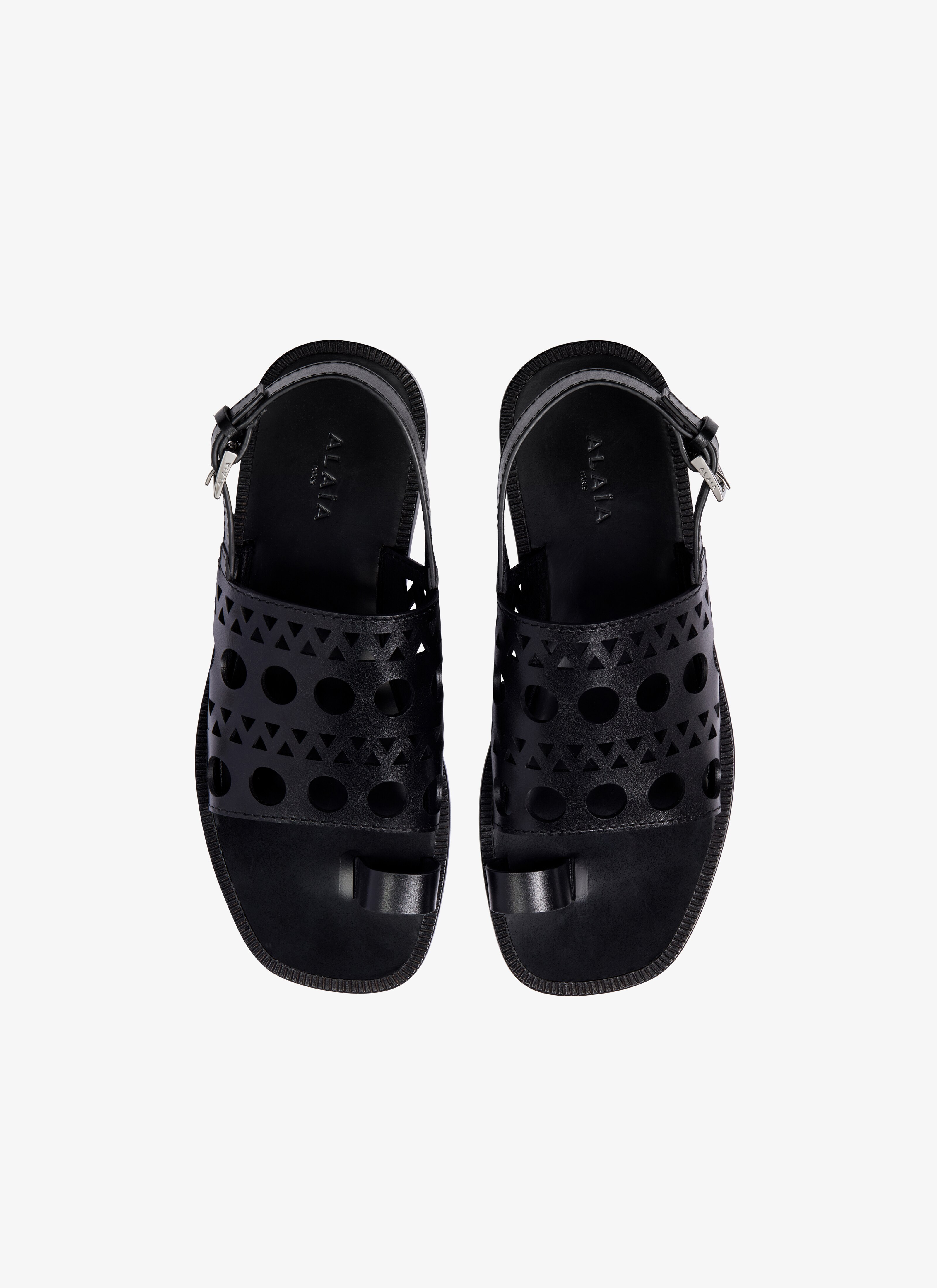 ALAÏA BLACK VIENNE FLAT SANDALS