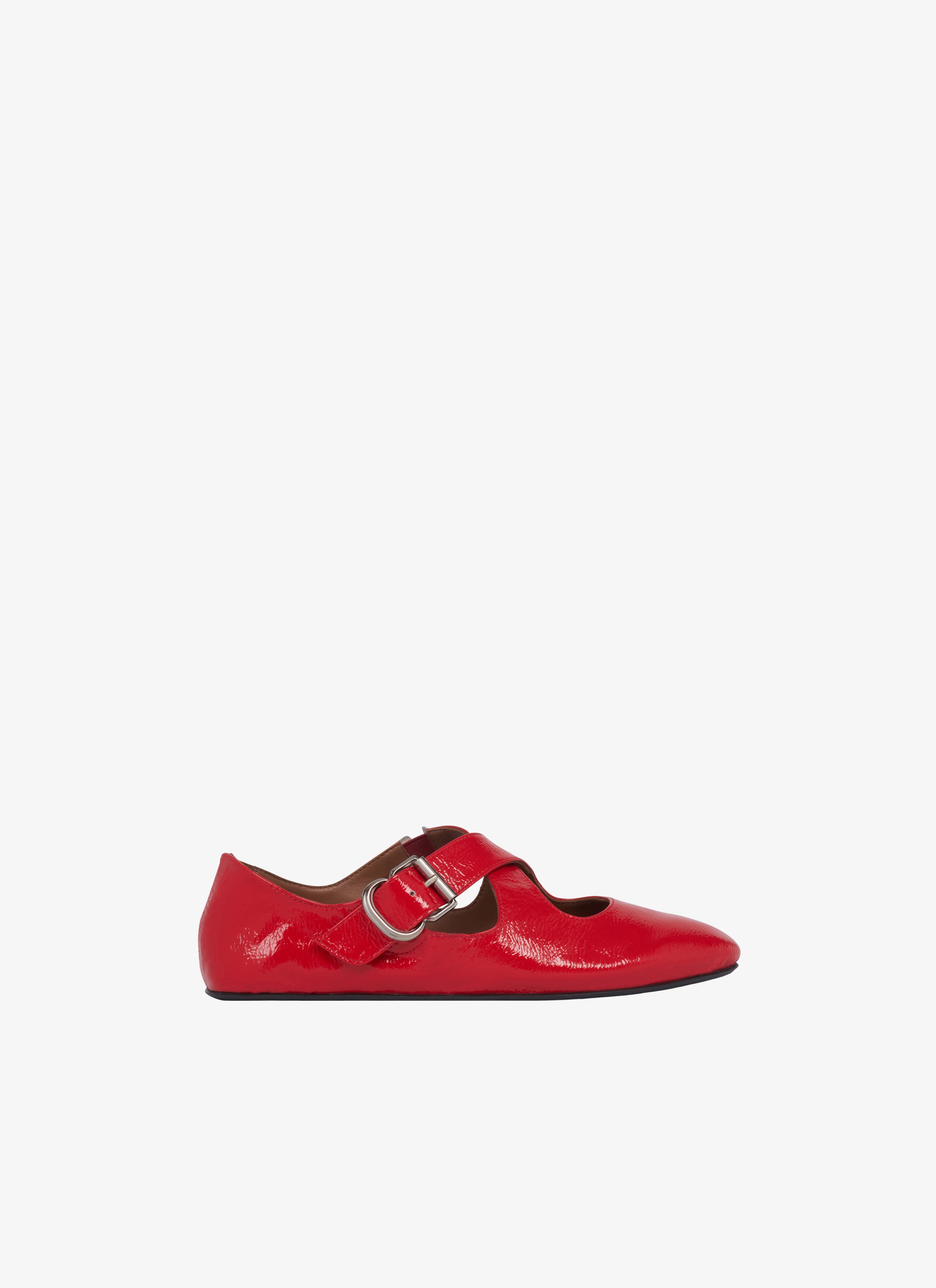 ALAÏA Women's Red CRISS CROSS Ballet Flats | ALAÏA US