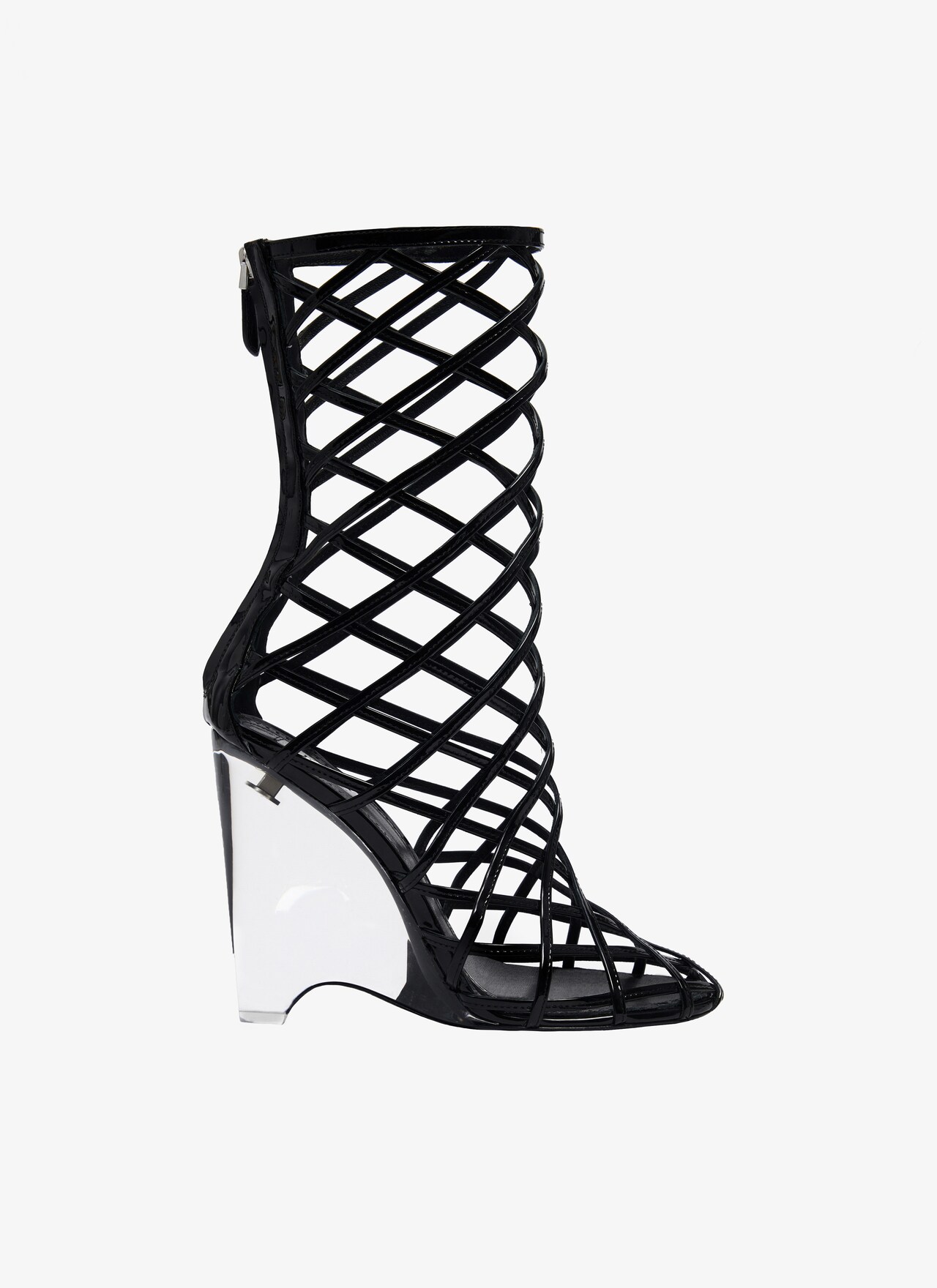 caged booties low heel