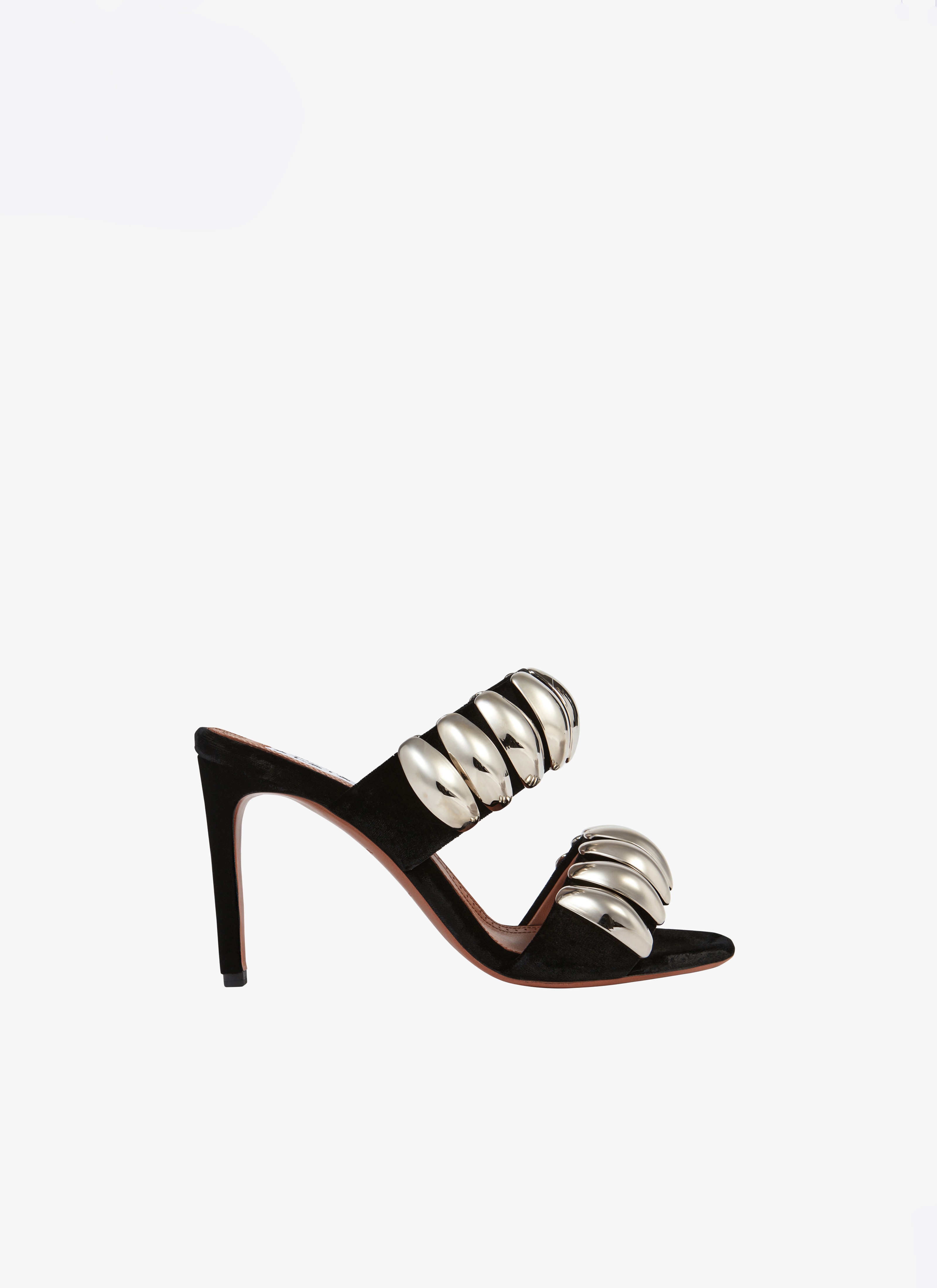 ALAÏA Women's Black TRIBAL VELVET MULES | ALAÏA US