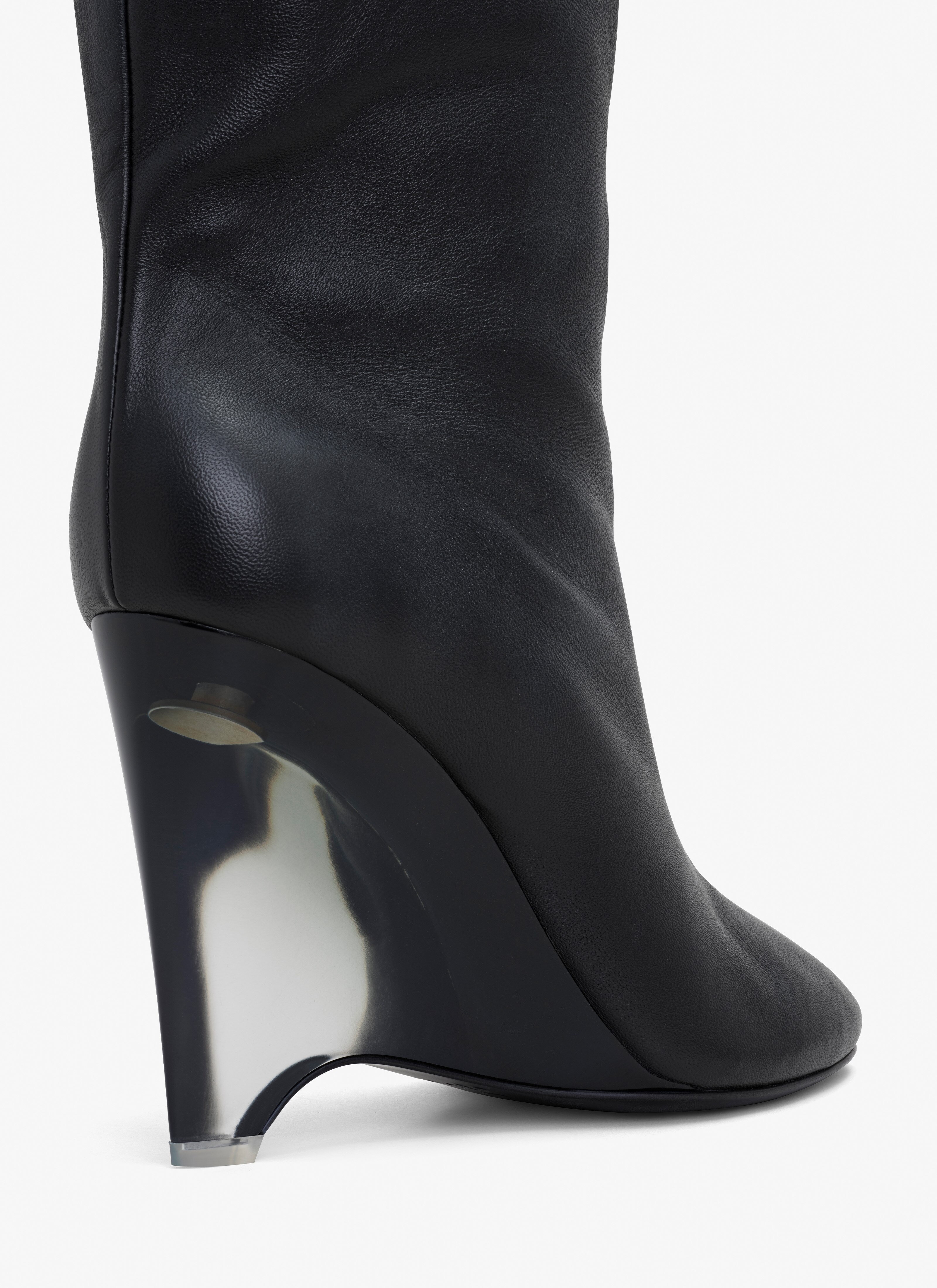 ALAÏA BLACK WEDGE BOOTS IN CALFSKIN