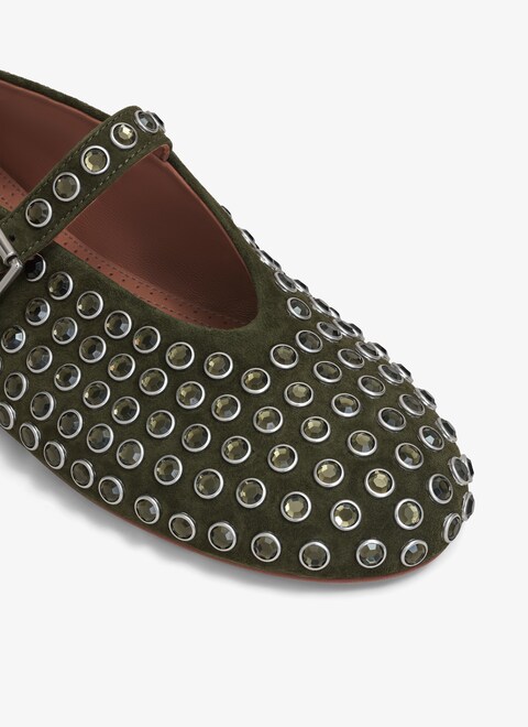 BALLET FLATS IN STRASS SUEDE - maison-alaia.com