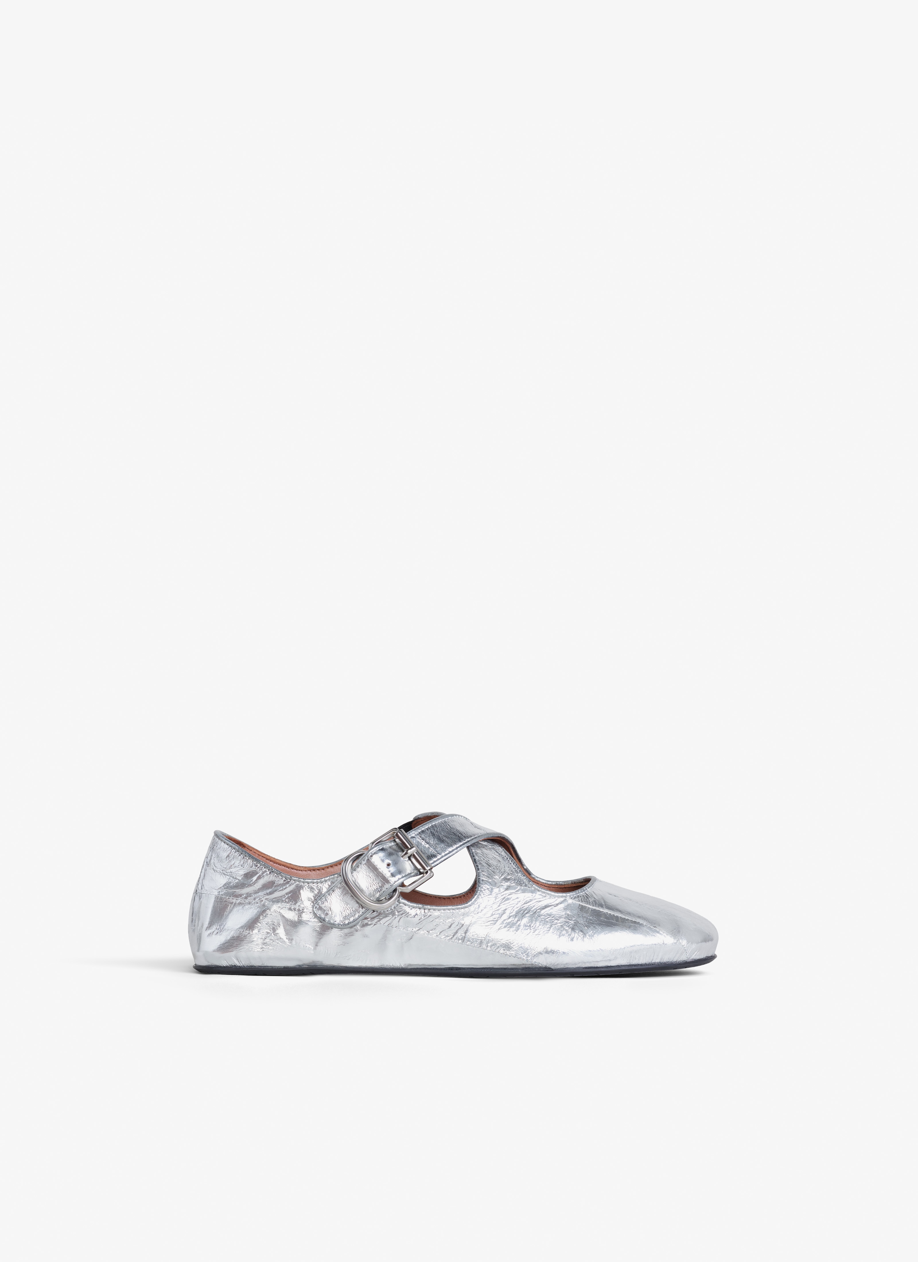 ALAÏA Women's Silver CRISS CROSS BALLET FLATS | ALAÏA US