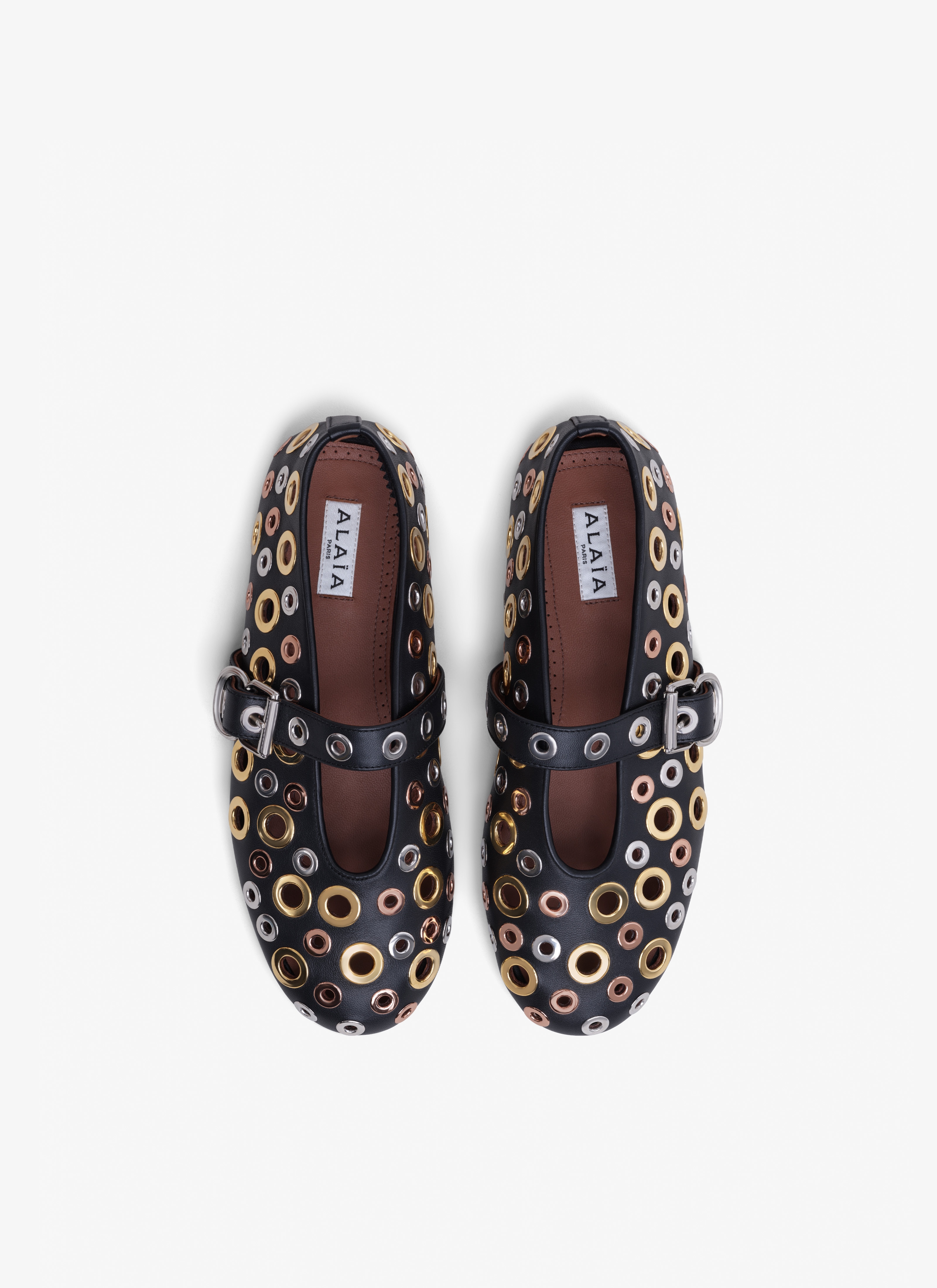 ALAÏA ラムスキン製 アイレット フラット バレエシューズ