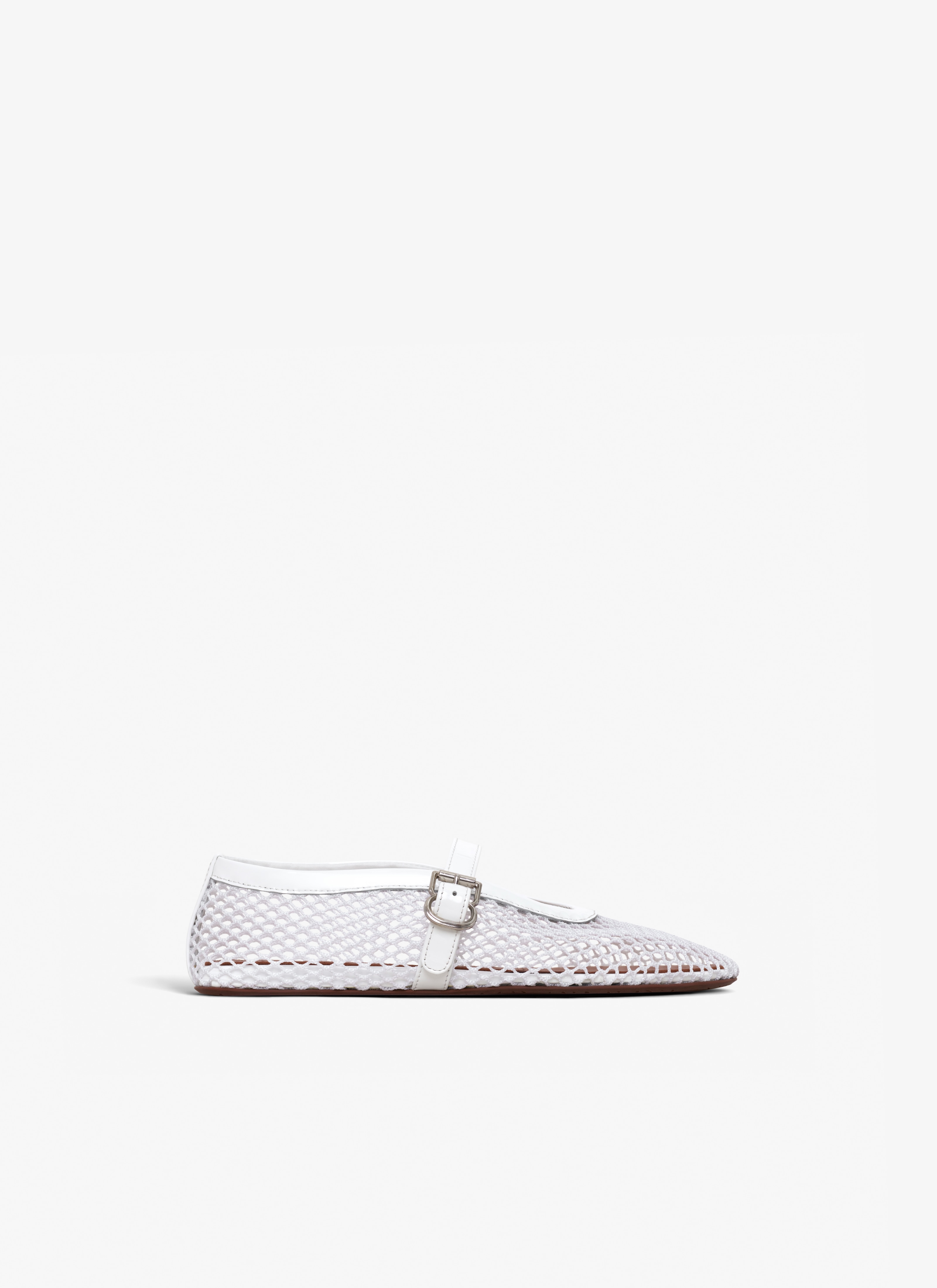 ALAÏA WHITE BALLET FLATS IN FISHNET