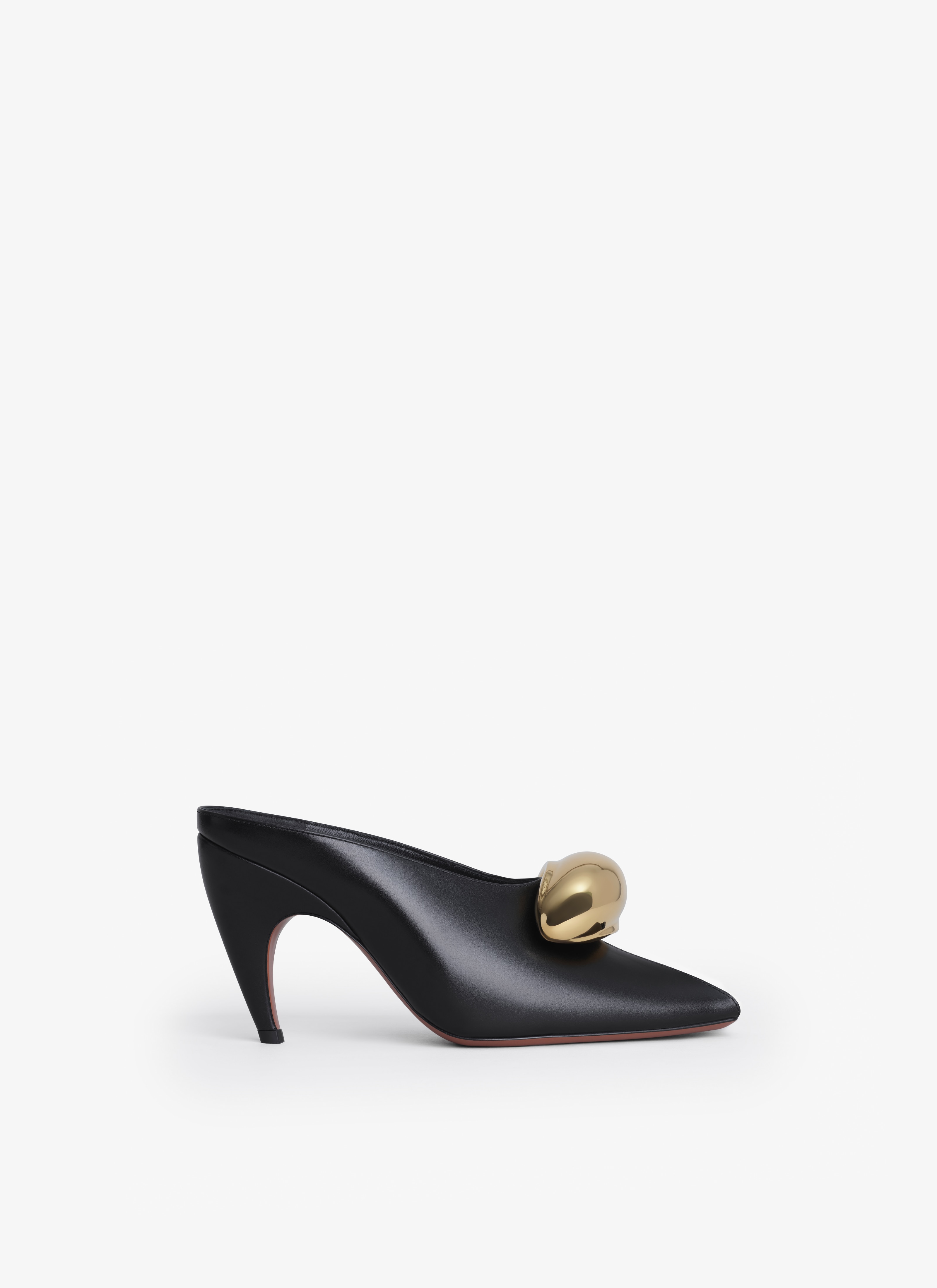 ALAÏA BLACK SPIKE JEWEL MULES IN CALFSKIN