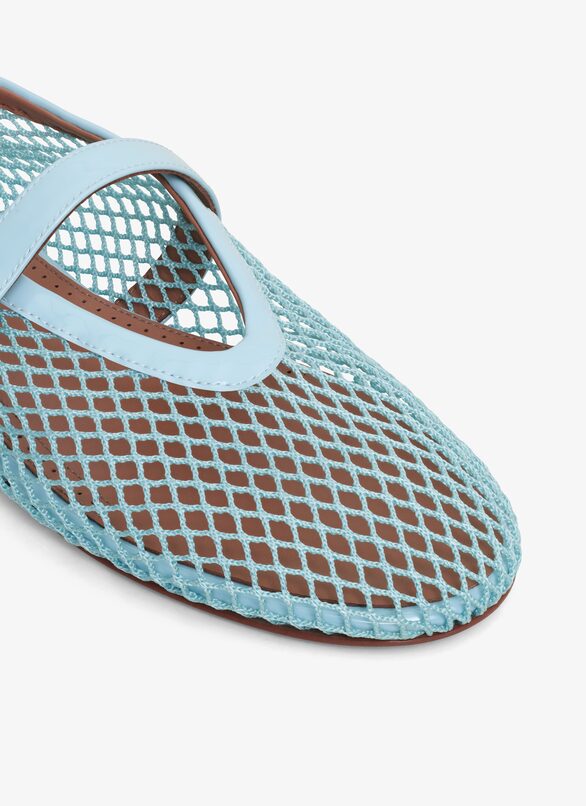 BALLET FLATS IN FISHNET ALAÏA LAGOON BLUE BALLET FLATS IN FISHNET