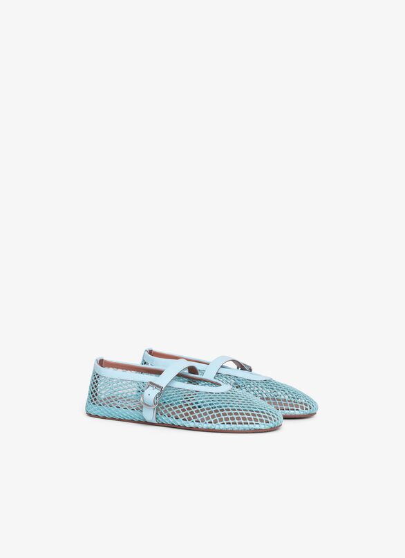 BALLET FLATS IN FISHNET ALAÏA LAGOON BLUE BALLET FLATS IN FISHNET