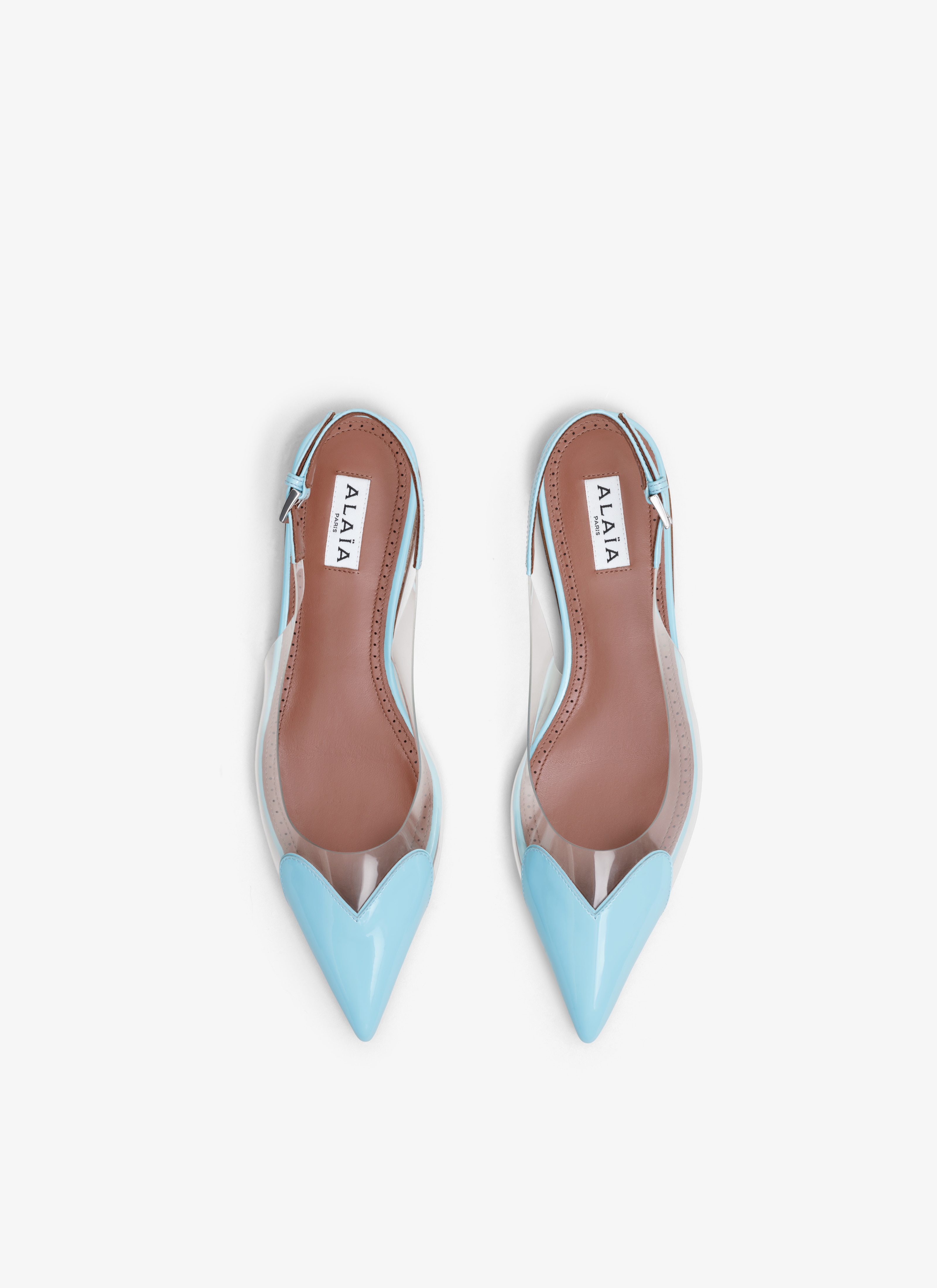 ALAIA Women s LAGOON BLUE LE C UR FLAT SLINGBACKS IN PATENT CALFSKIN ALAIA US