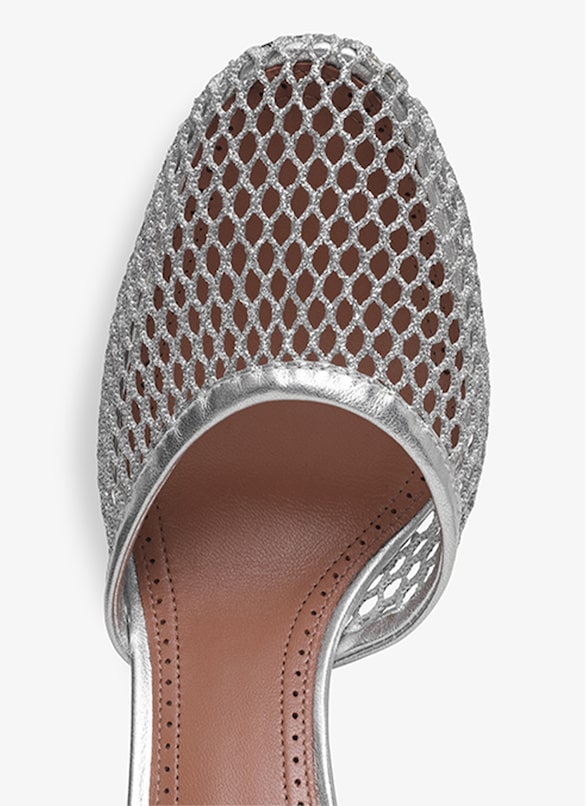 HIGH FISHNET PUMPS ALAÏA SILVER HIGH FISHNET PUMPS