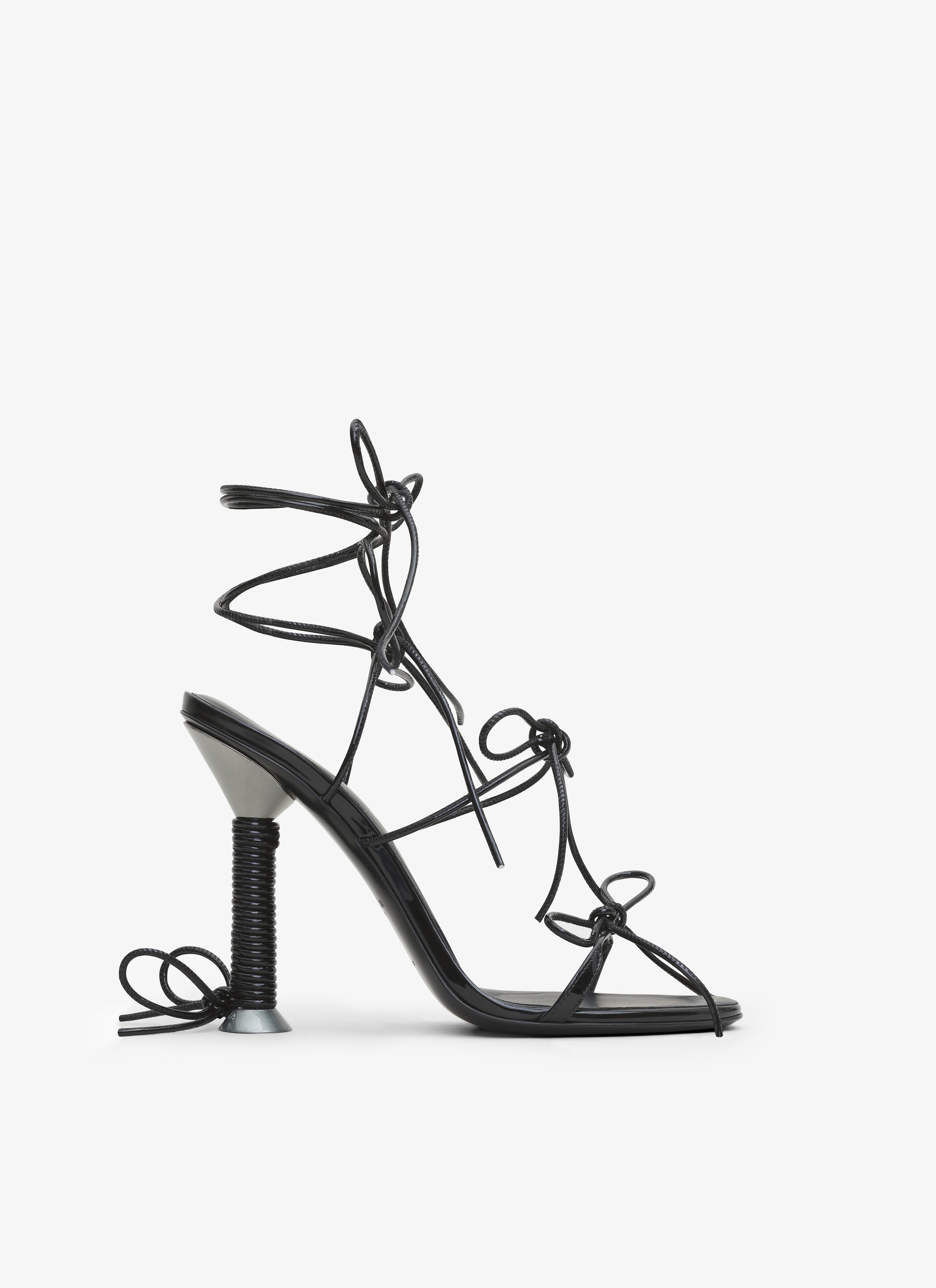 ALAÏA SANDALI BOBINE IN PELLE DI AGNELLO NERO/ARGENTO