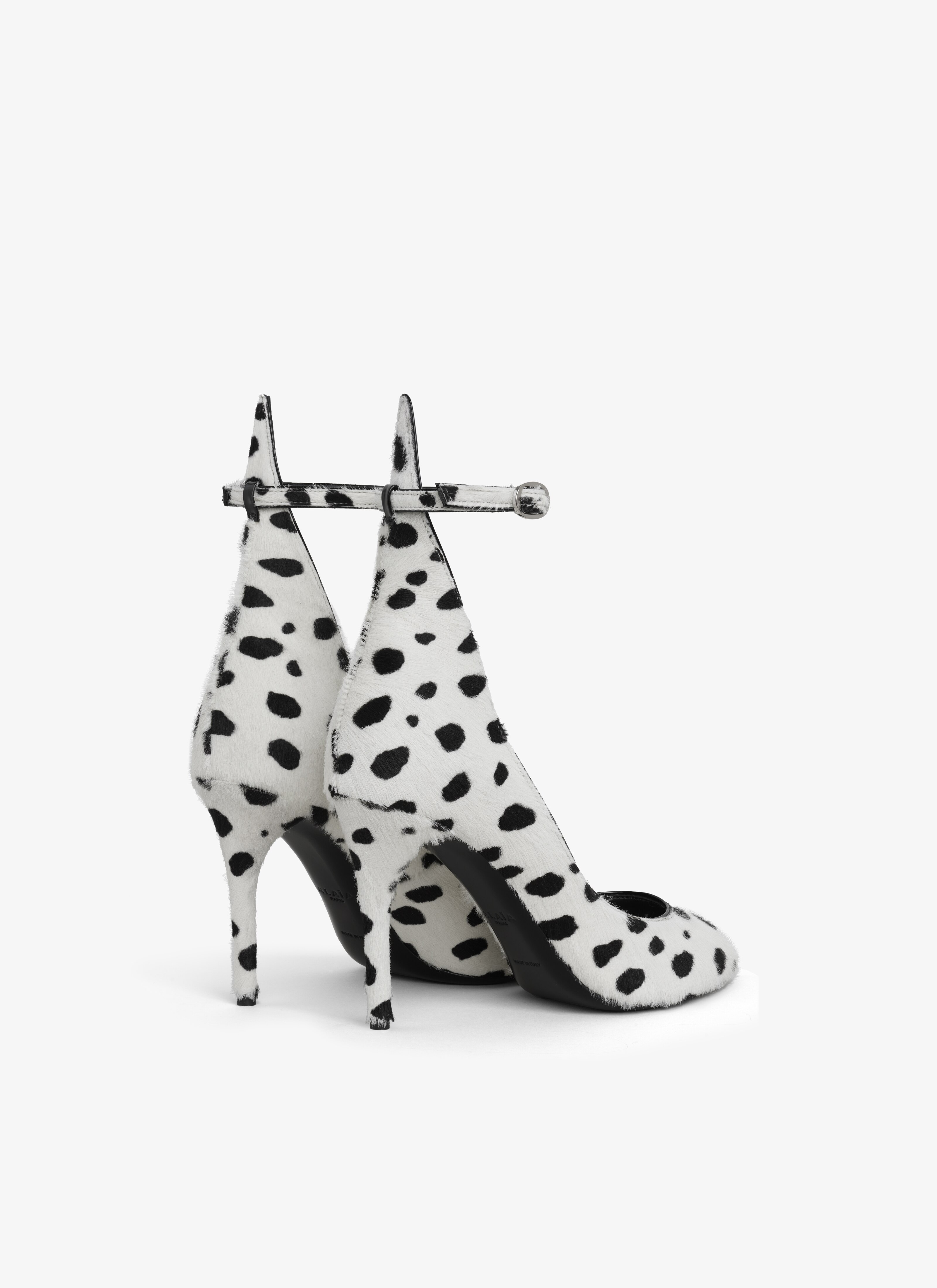 ALAÏA WHITE/BLACK DECOLLETE PUMPS IN DOTS HAIRCALF