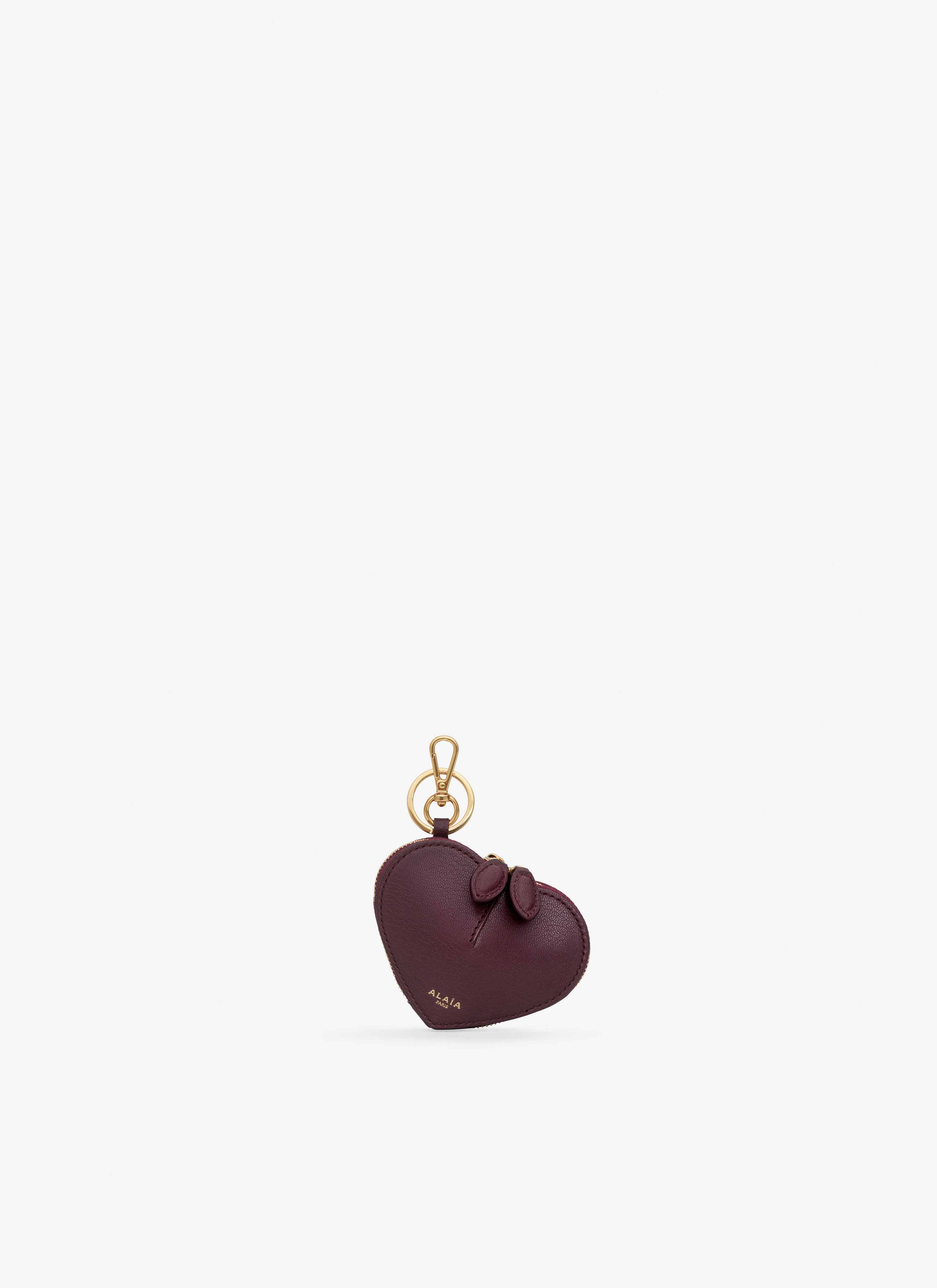 ALAÏA DARK RED LE CŒUR COIN PURSE IN GOATSKIN
