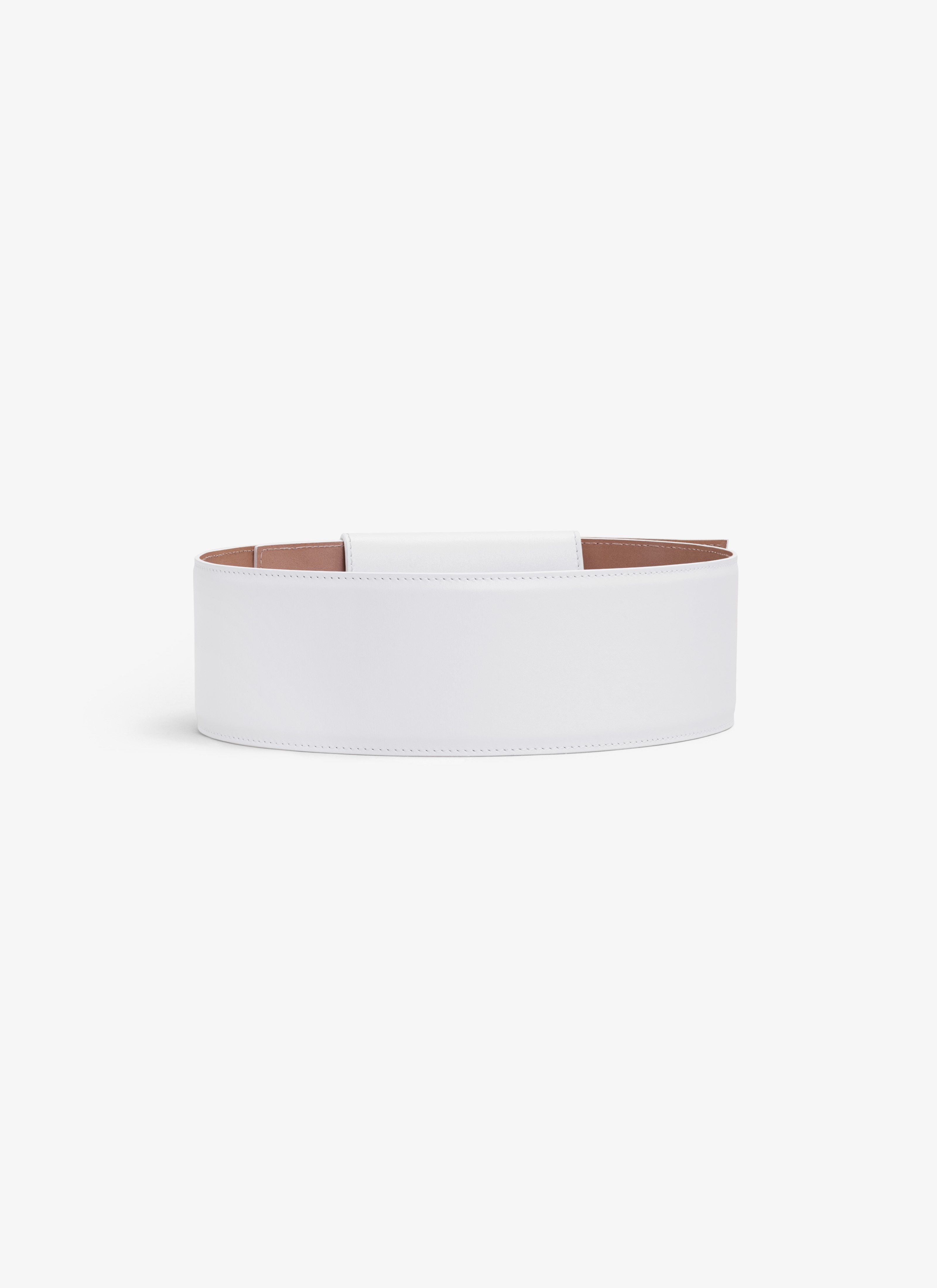 ALAÏA OPTIC WHITE SLIDE BELT IN CALFSKIN