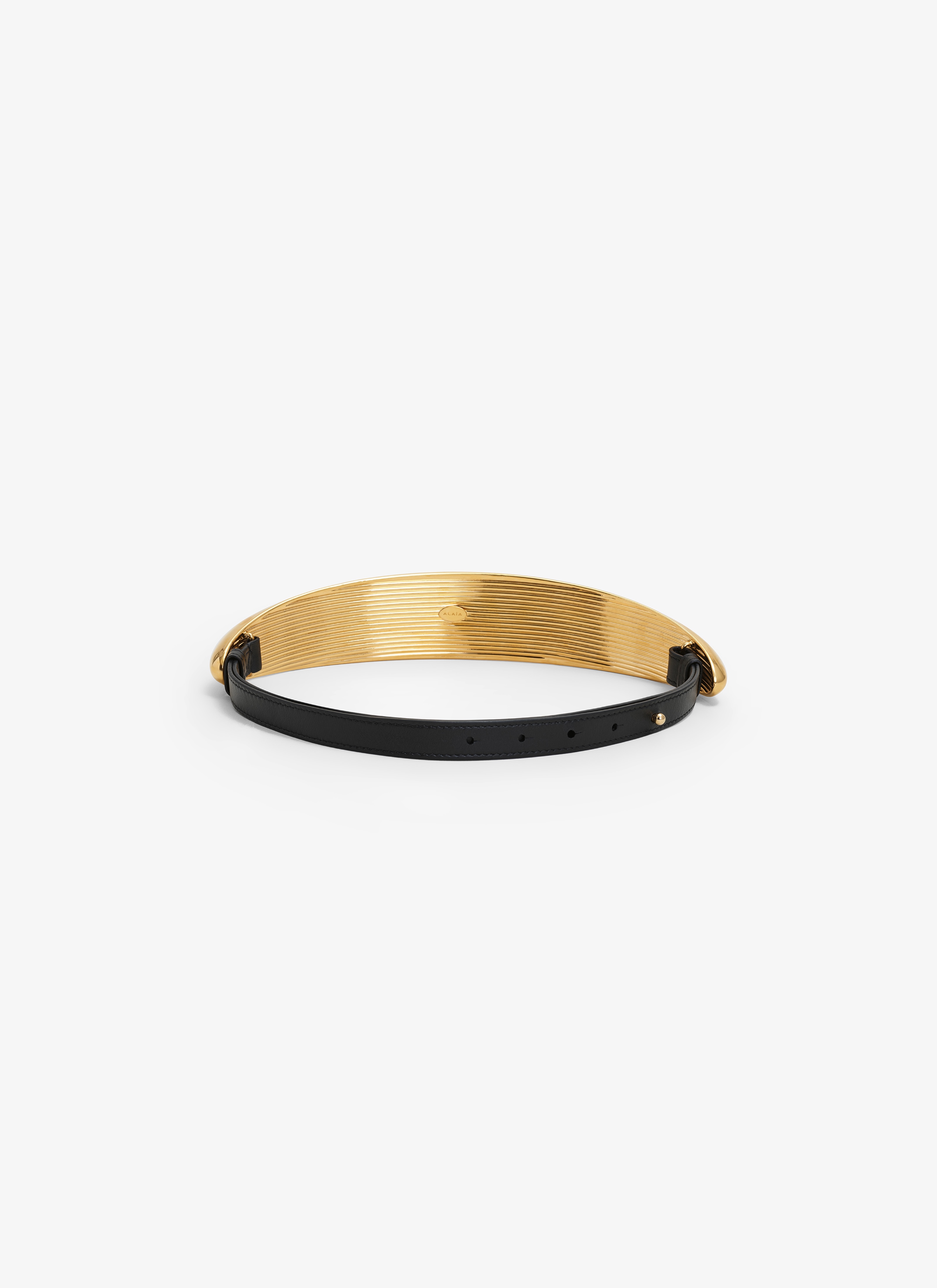 ALAÏA GOLD BUMPER JEWEL BELT IN BRASS AND LEATHER