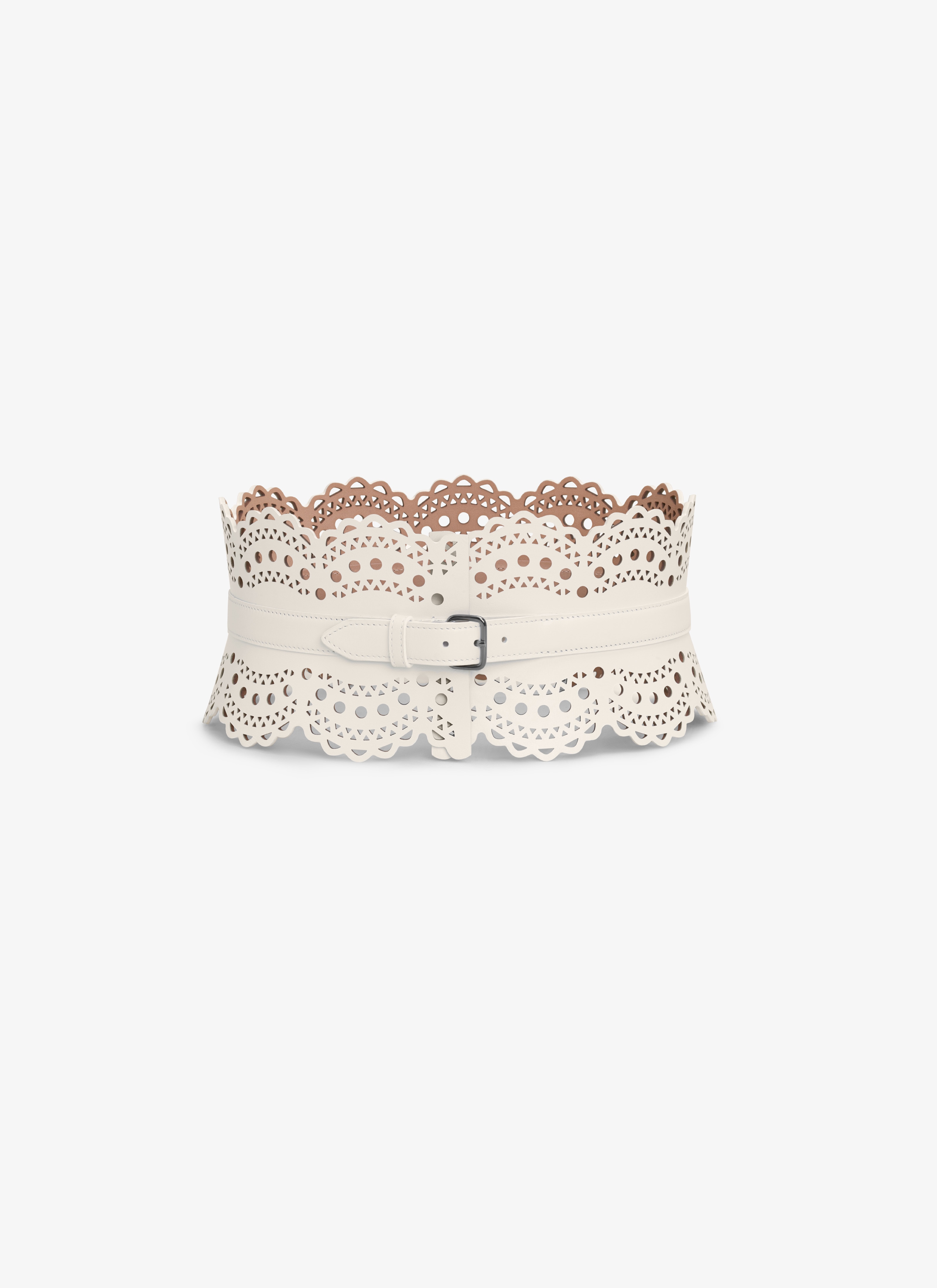 ALAÏA NUDE BUSTIER BELT IN VIENNE WAVE CALFSKIN