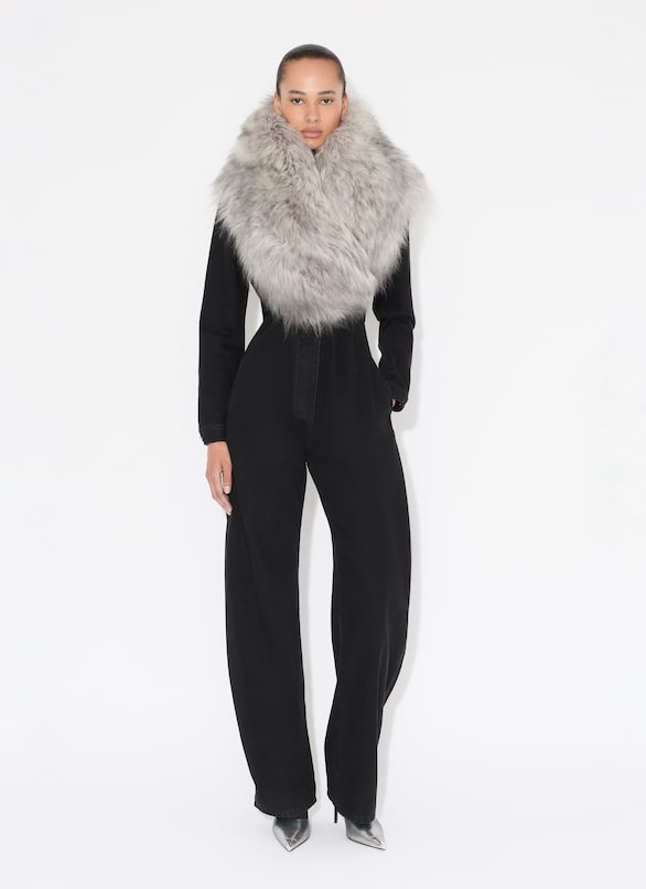 SHEARLING SCARF ALAÏA LIGHT GRAY SHEARLING SCARF