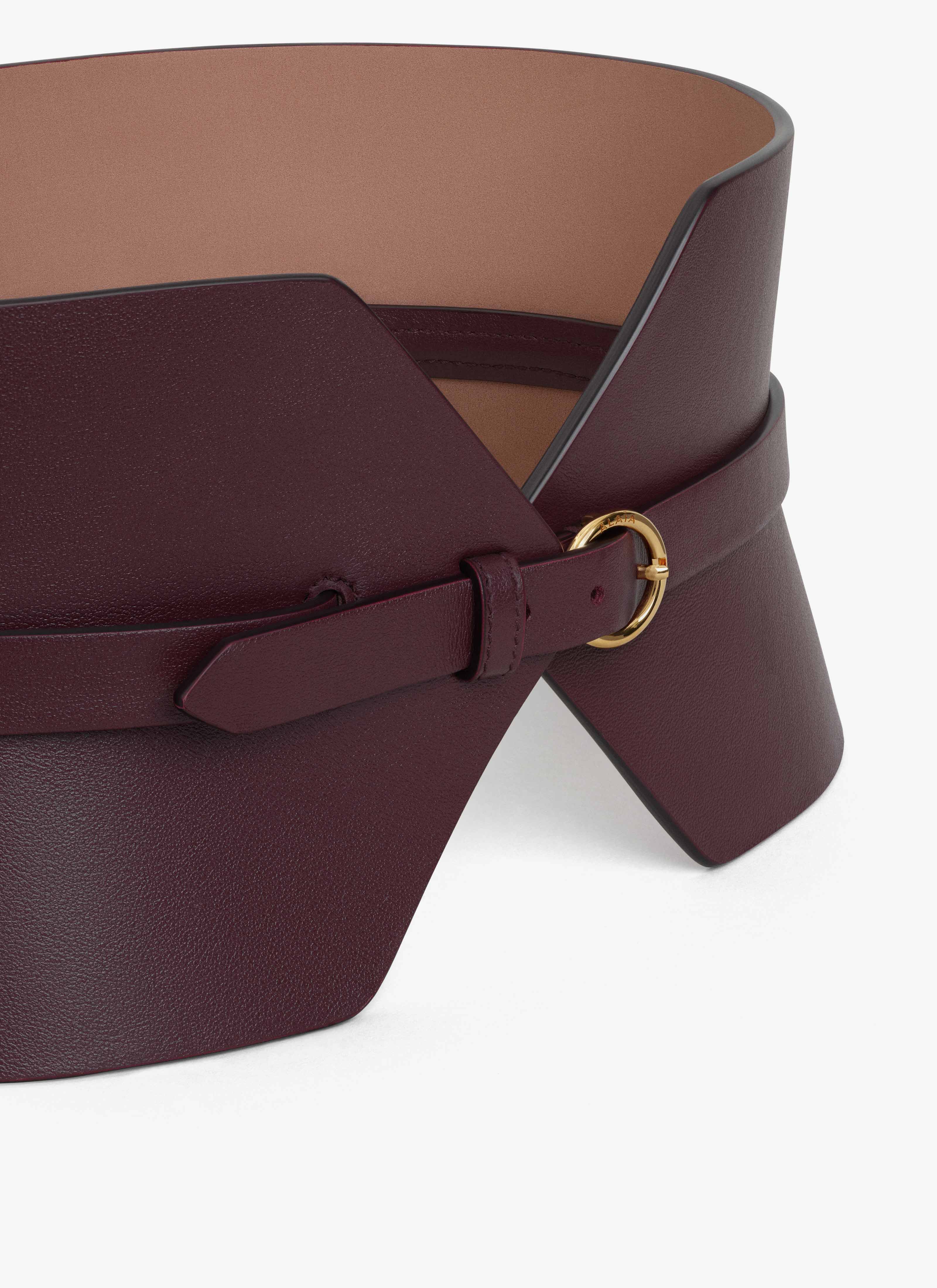 ALAÏA DARK RED DOPPELTER BUSTIER-GÜRTEL AUS KALBSLEDER