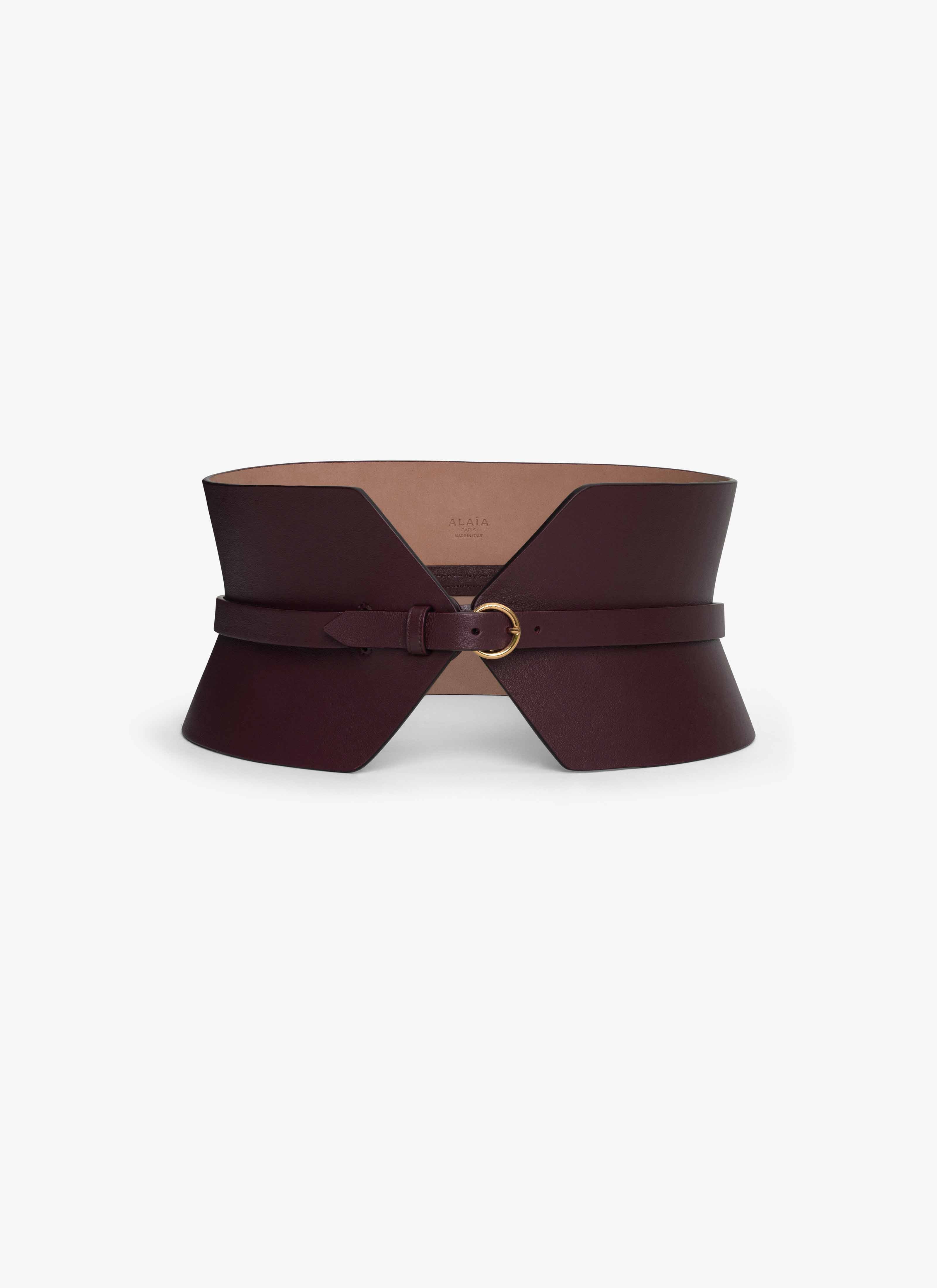 ALAÏA DARK RED DOPPELTER BUSTIER-GÜRTEL AUS KALBSLEDER