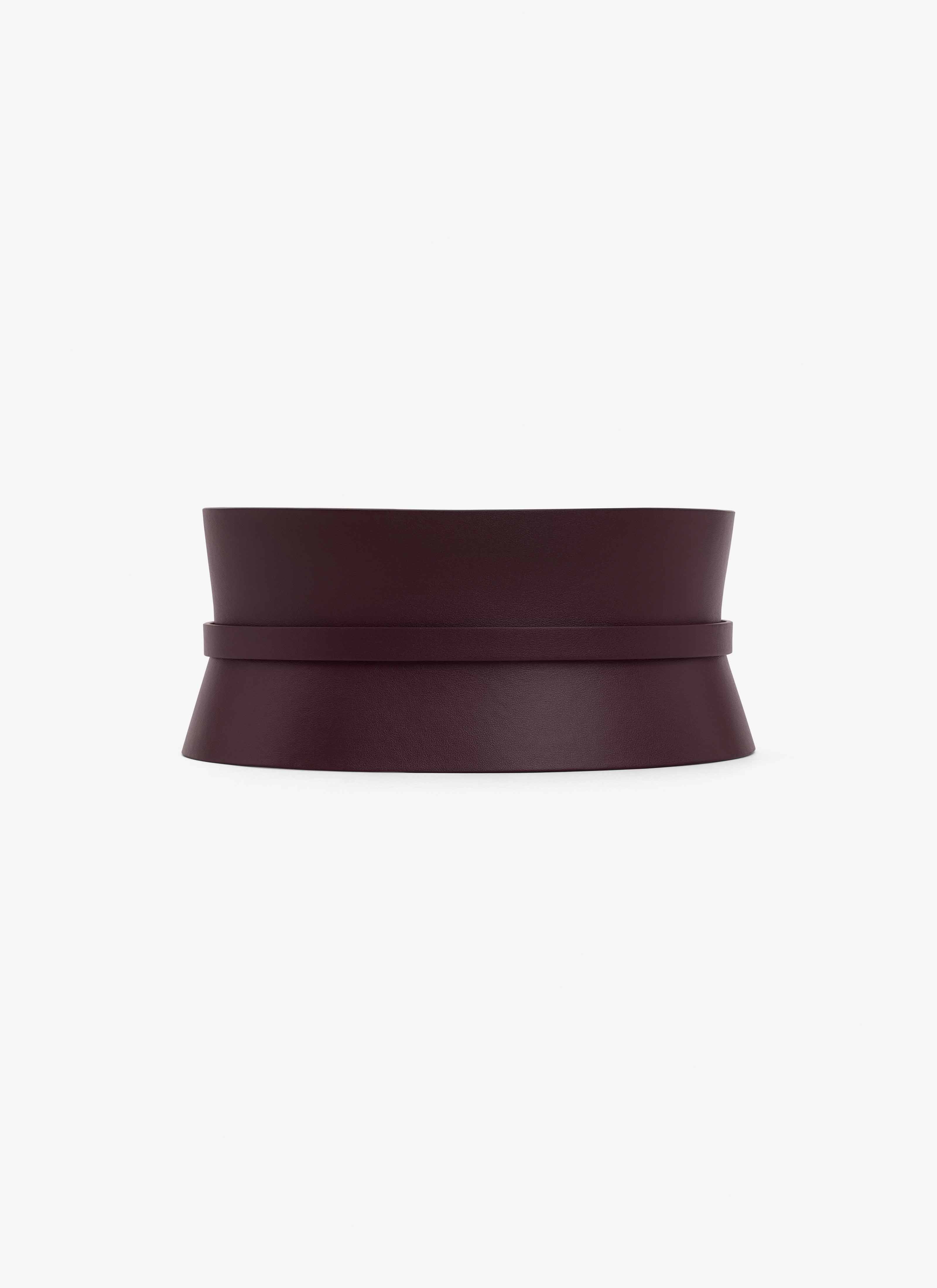 ALAÏA DARK RED DOPPELTER BUSTIER-GÜRTEL AUS KALBSLEDER