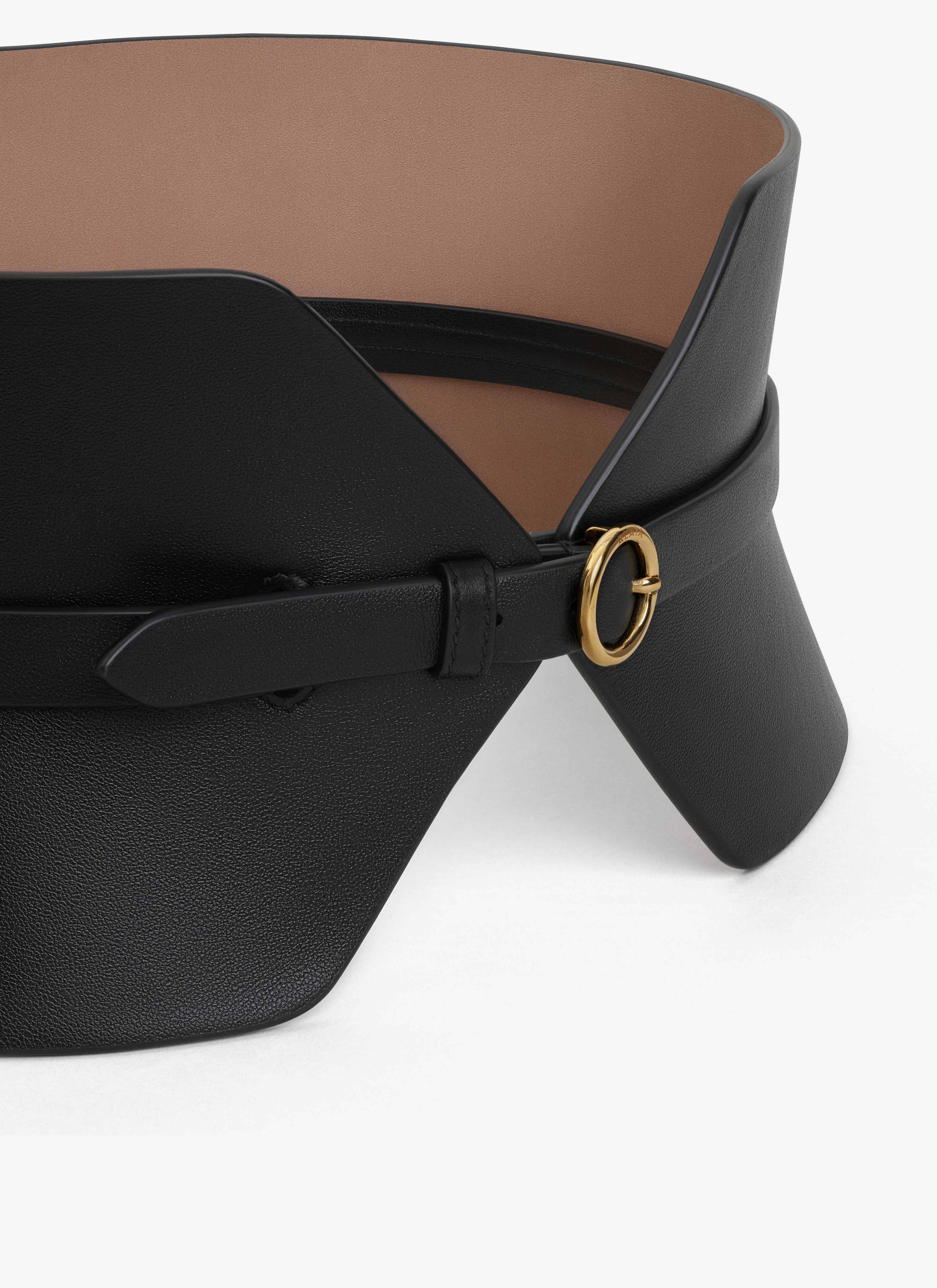 ALAÏA SCHWARZ DOPPELTER BUSTIER-GÜRTEL AUS KALBSLEDER