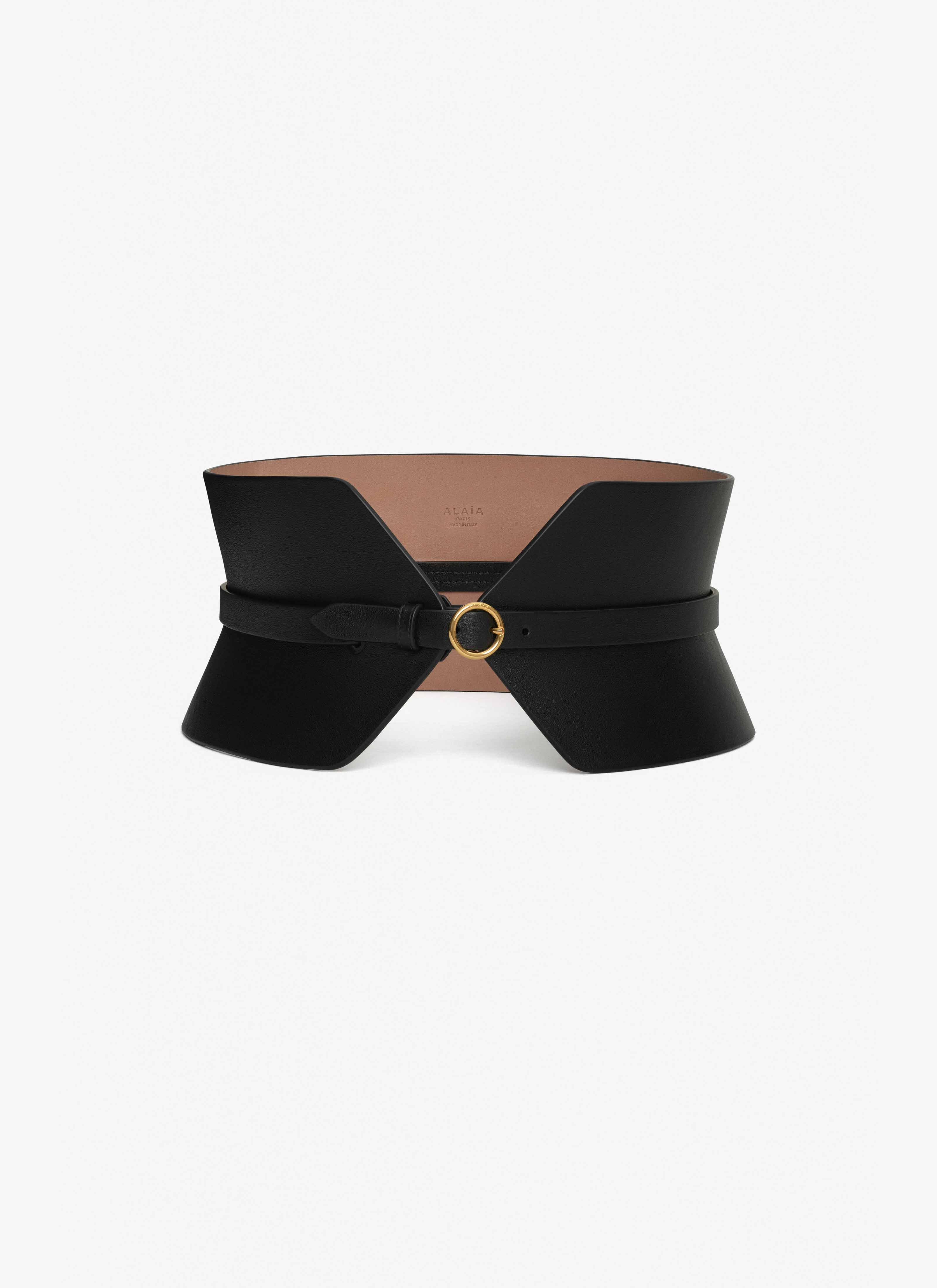 ALAÏA SCHWARZ DOPPELTER BUSTIER-GÜRTEL AUS KALBSLEDER