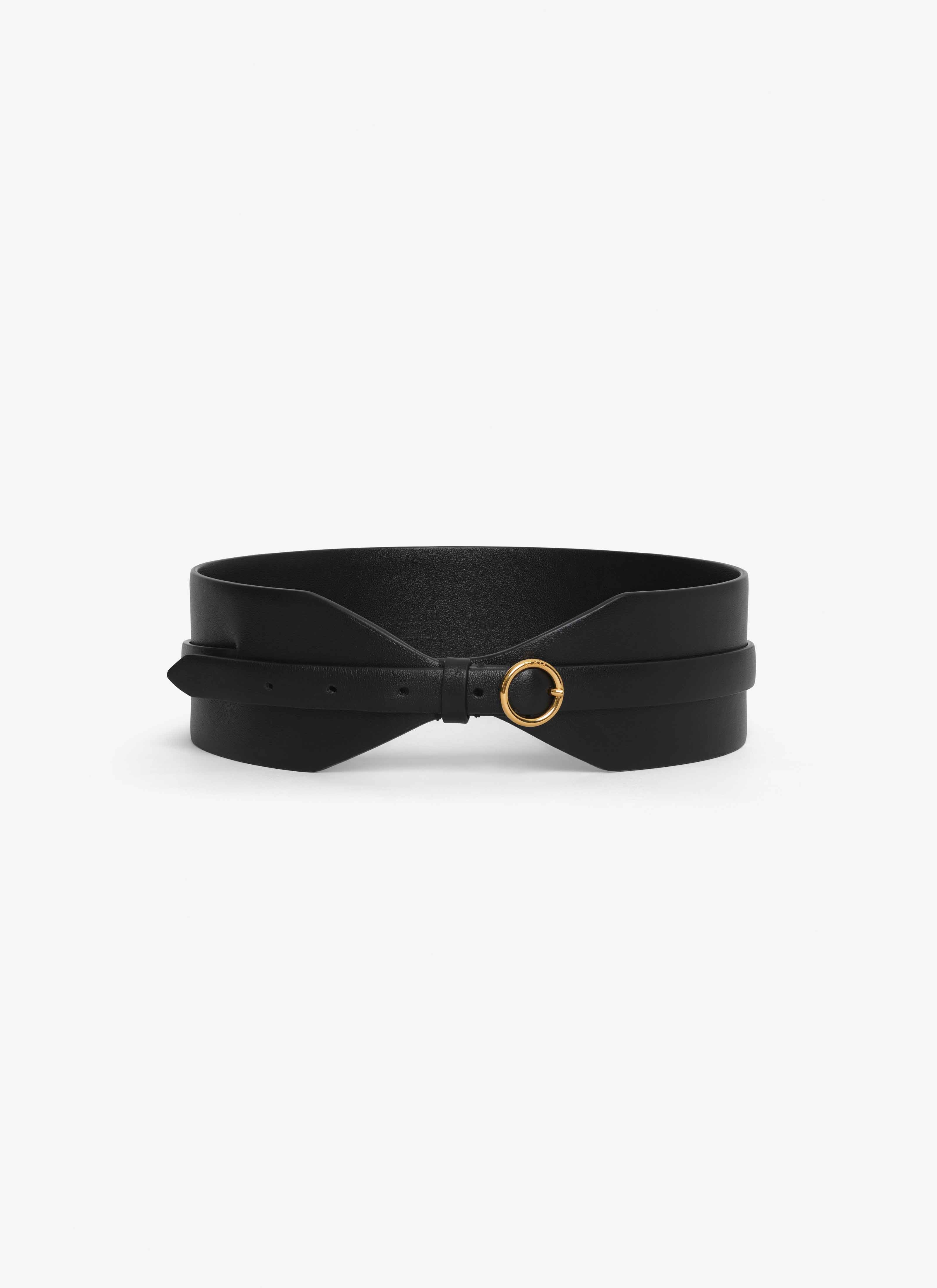 ALAÏA 블랙 카프스킨 소재 더블 뷔스티에 벨트
