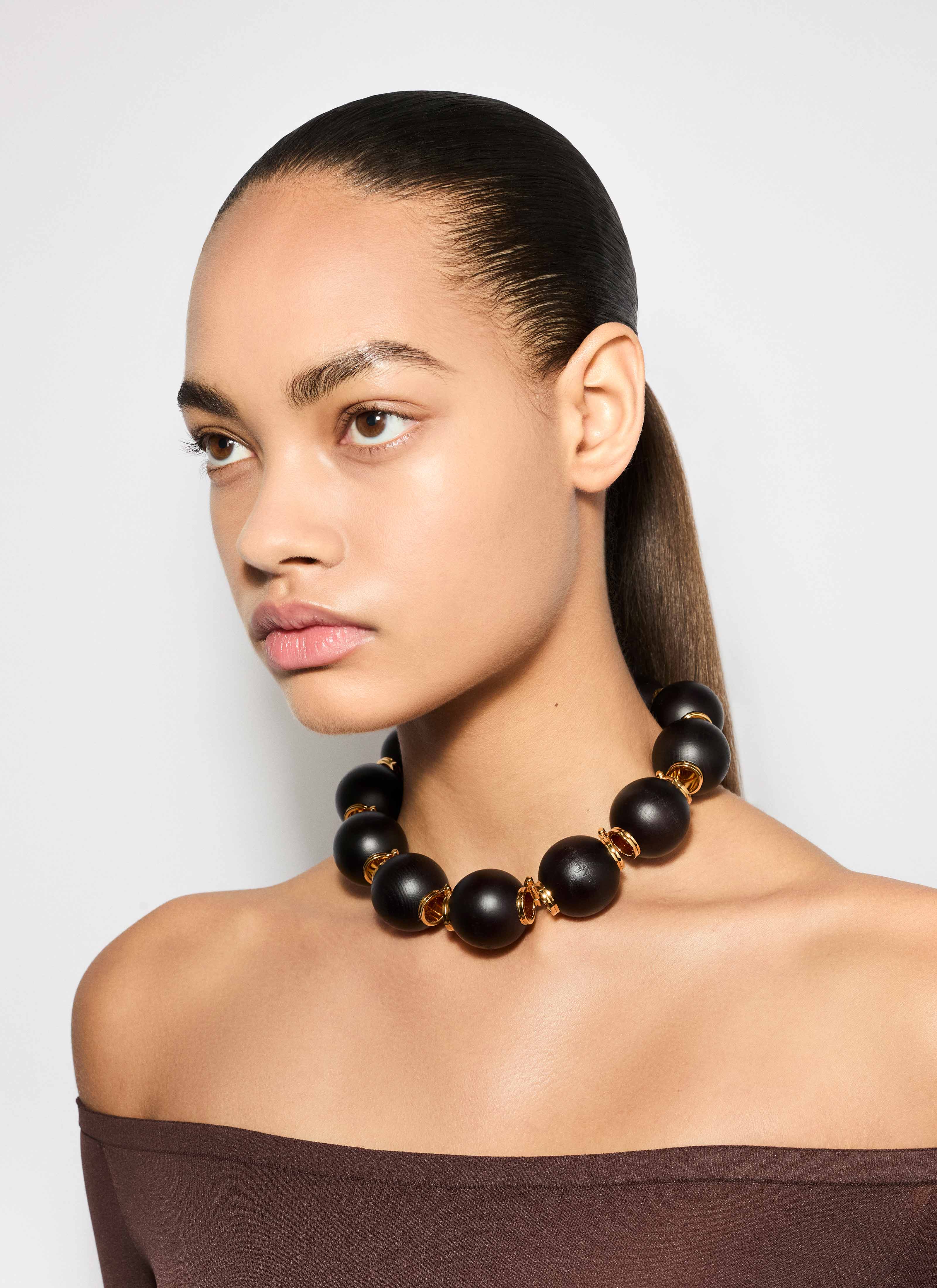 ALAÏA BROWN SPHERE NECKLACE
