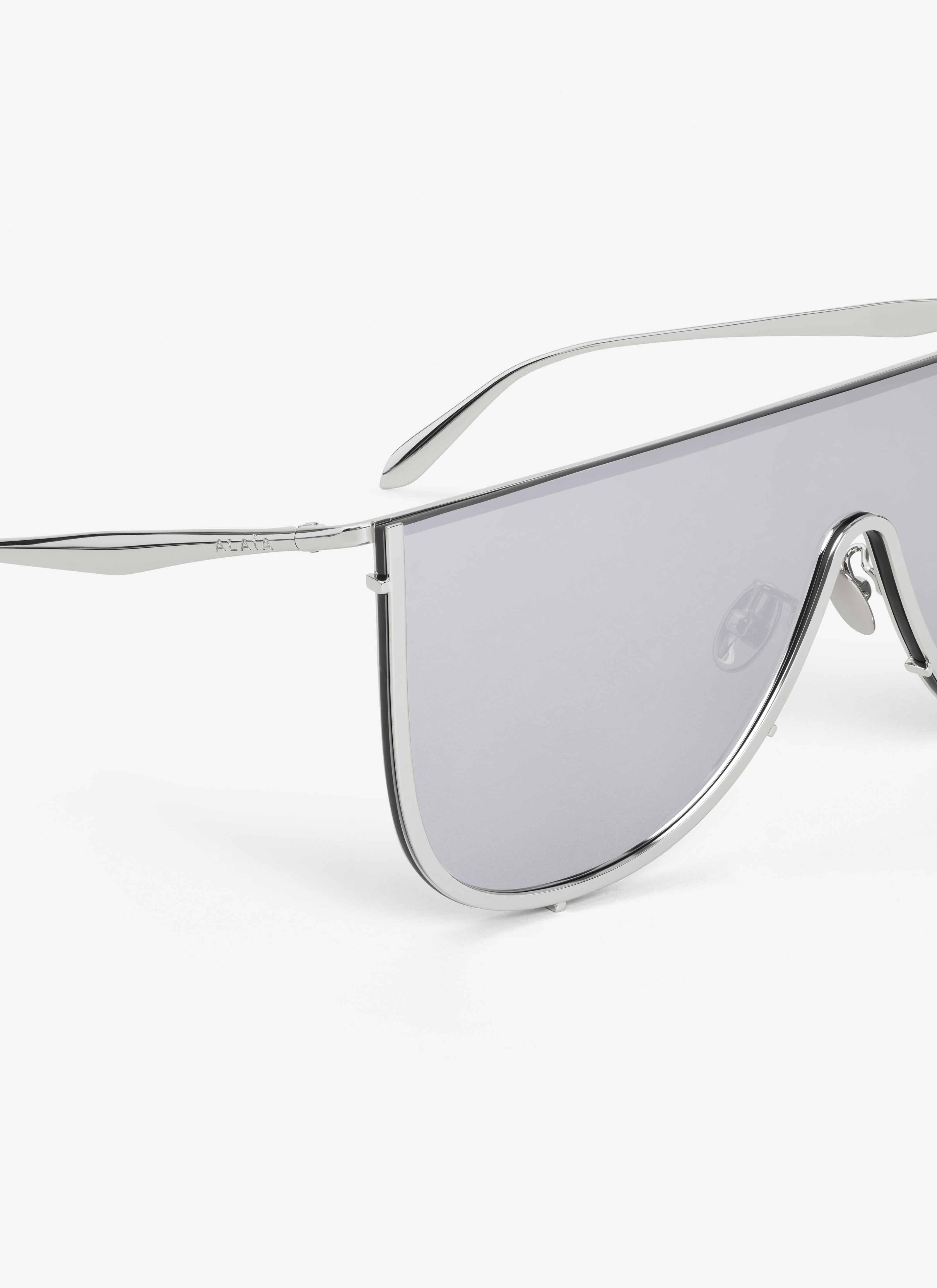 ALAÏA GREY MASK SUNGLASSES IN METAL