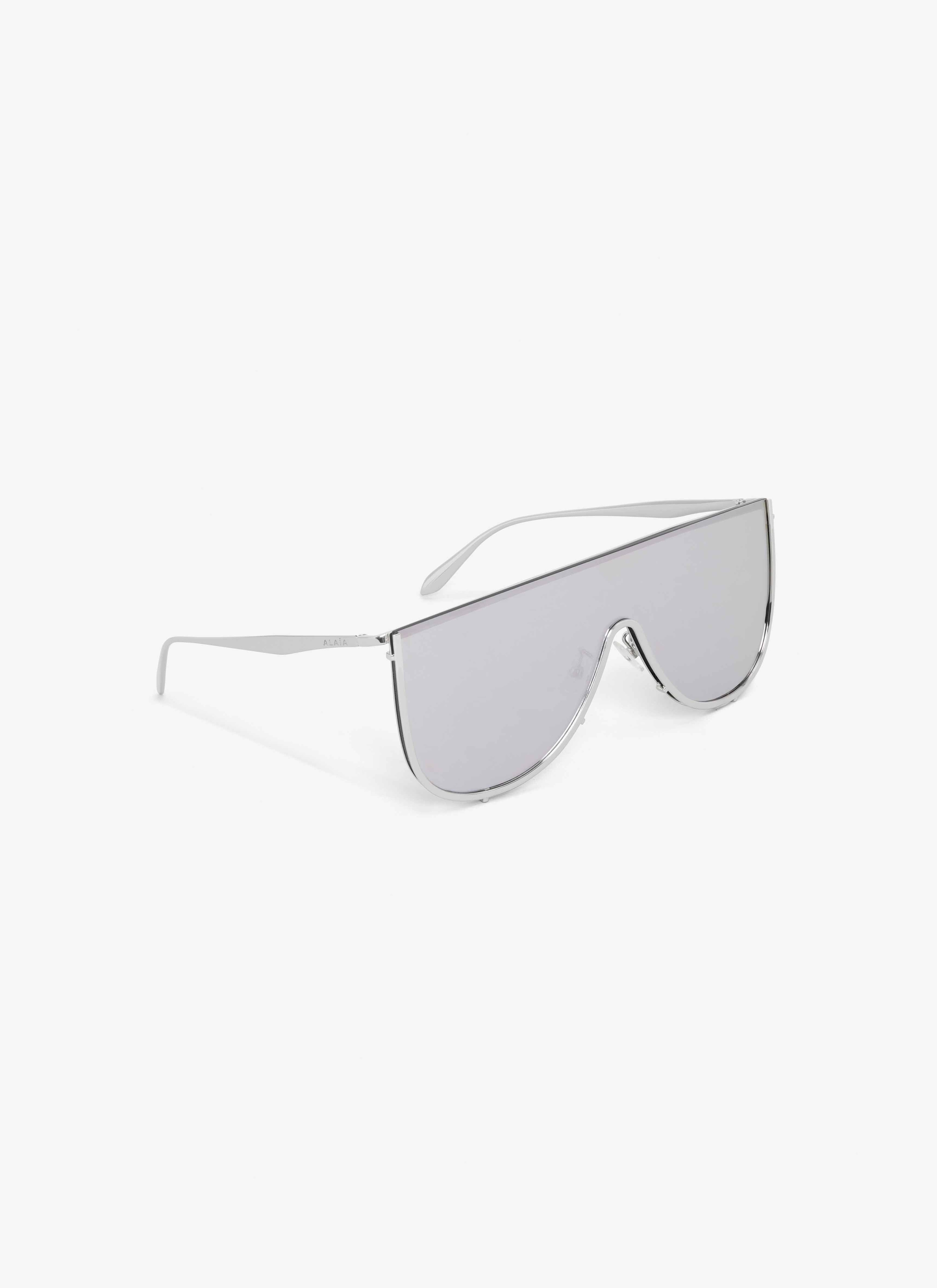 ALAÏA GREY MASK SUNGLASSES IN METAL