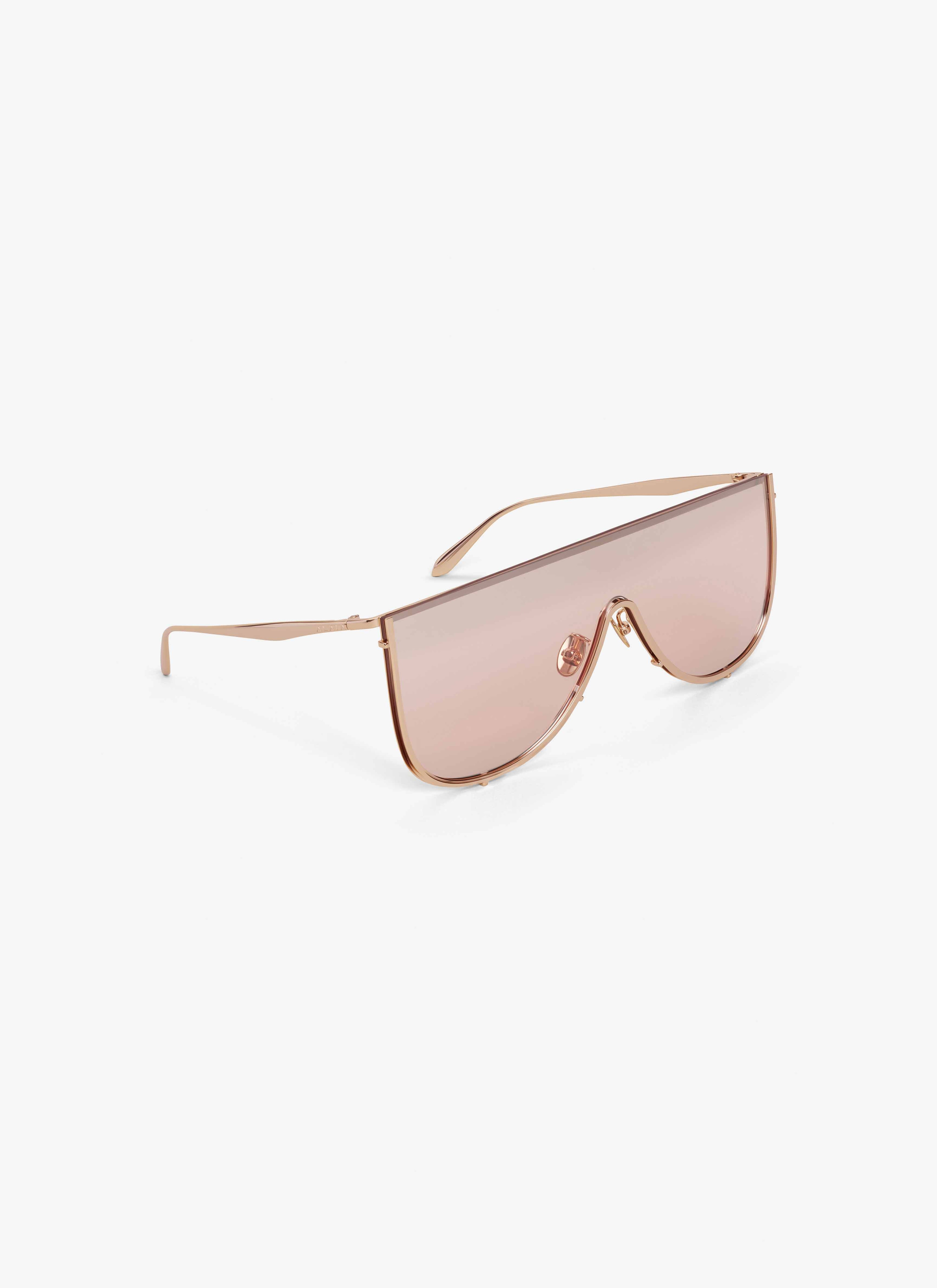 ALAÏA GOLDEN BROWN MASK SUNGLASSES IN METAL