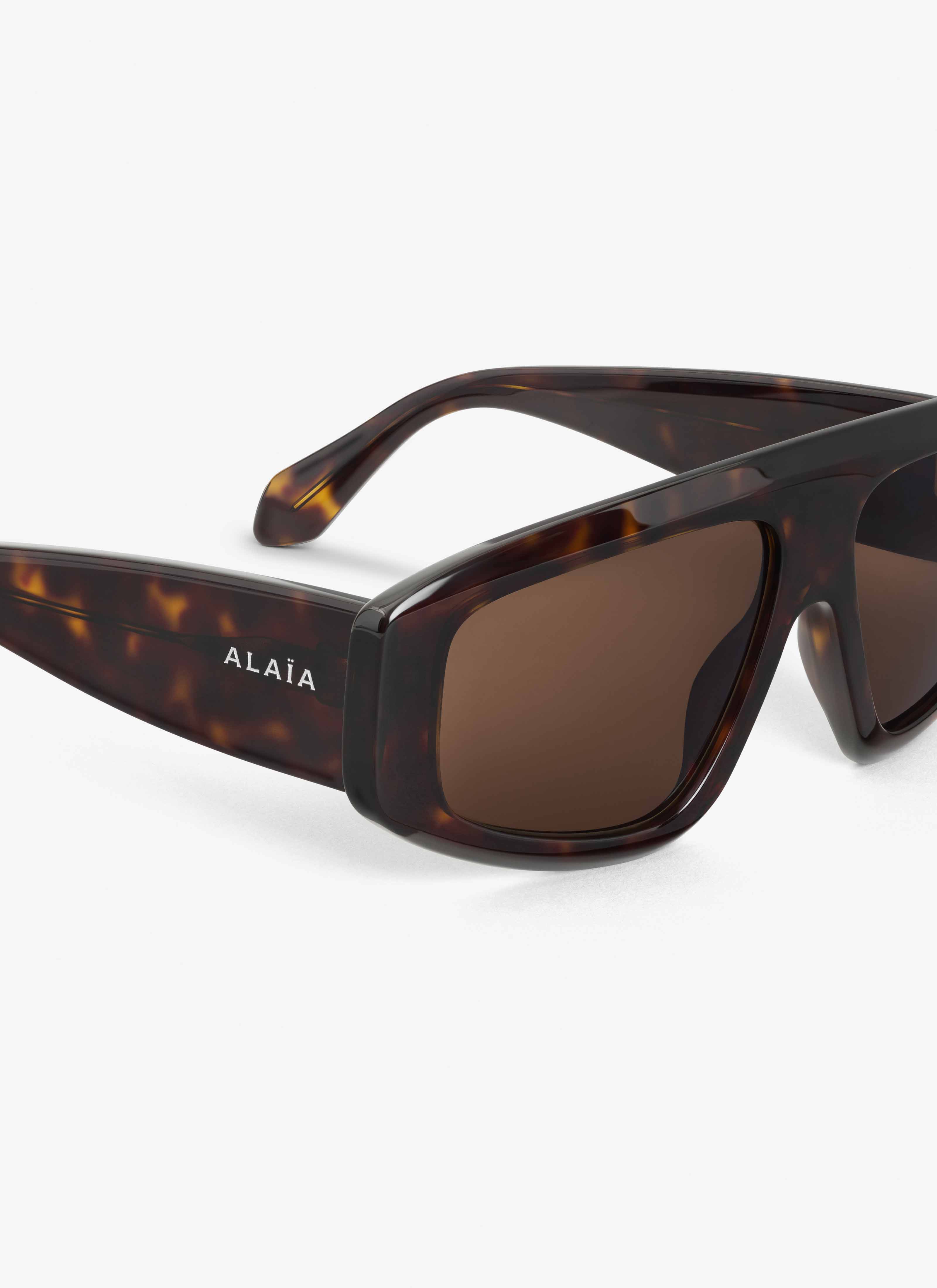 ALAÏA DARK HAVANA AVIATOR MASK SUNGLASSES