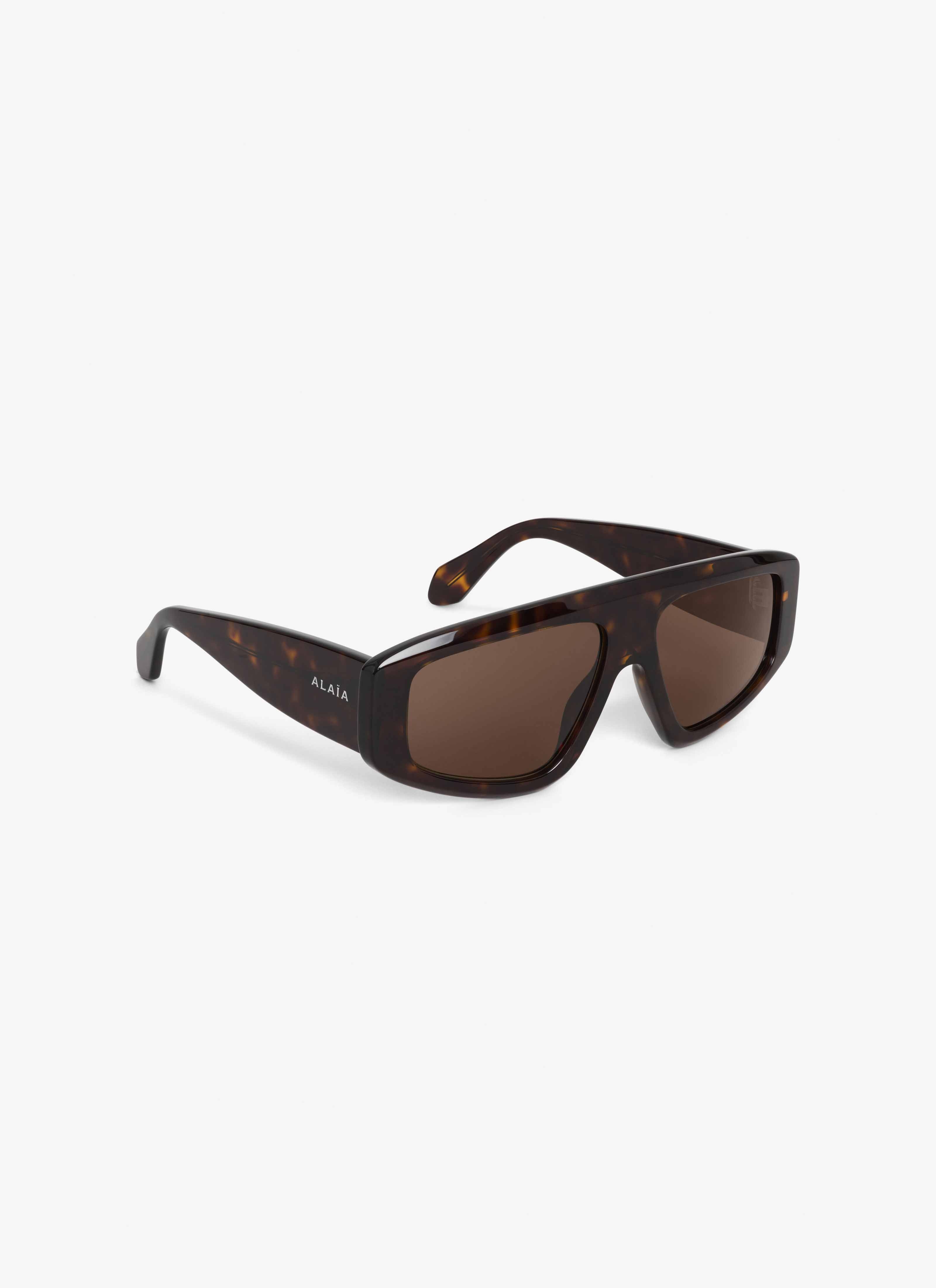 ALAÏA DARK HAVANA AVIATOR MASK SUNGLASSES