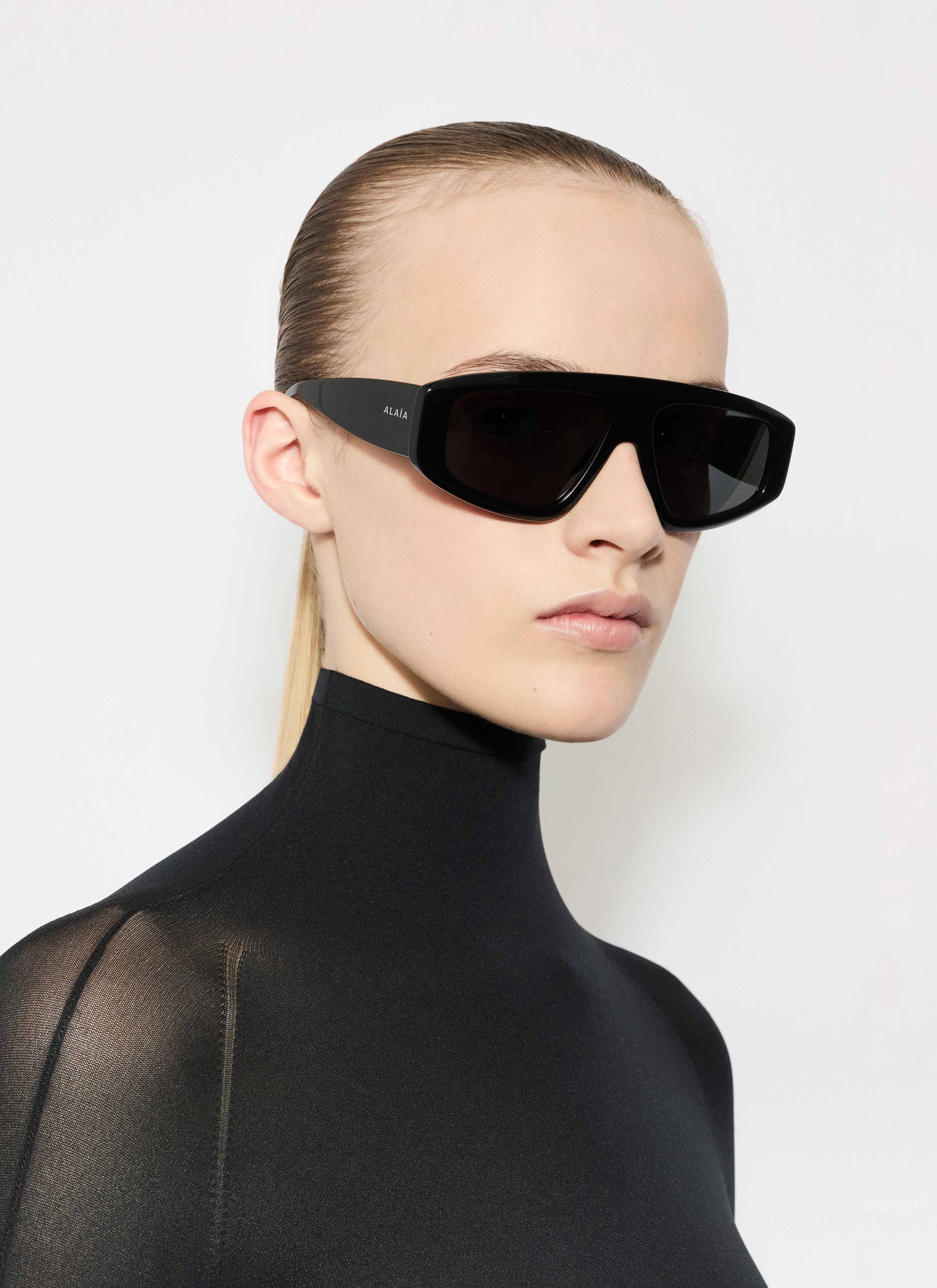 ALAÏA BLACK AVIATOR MASK SUNGLASSES