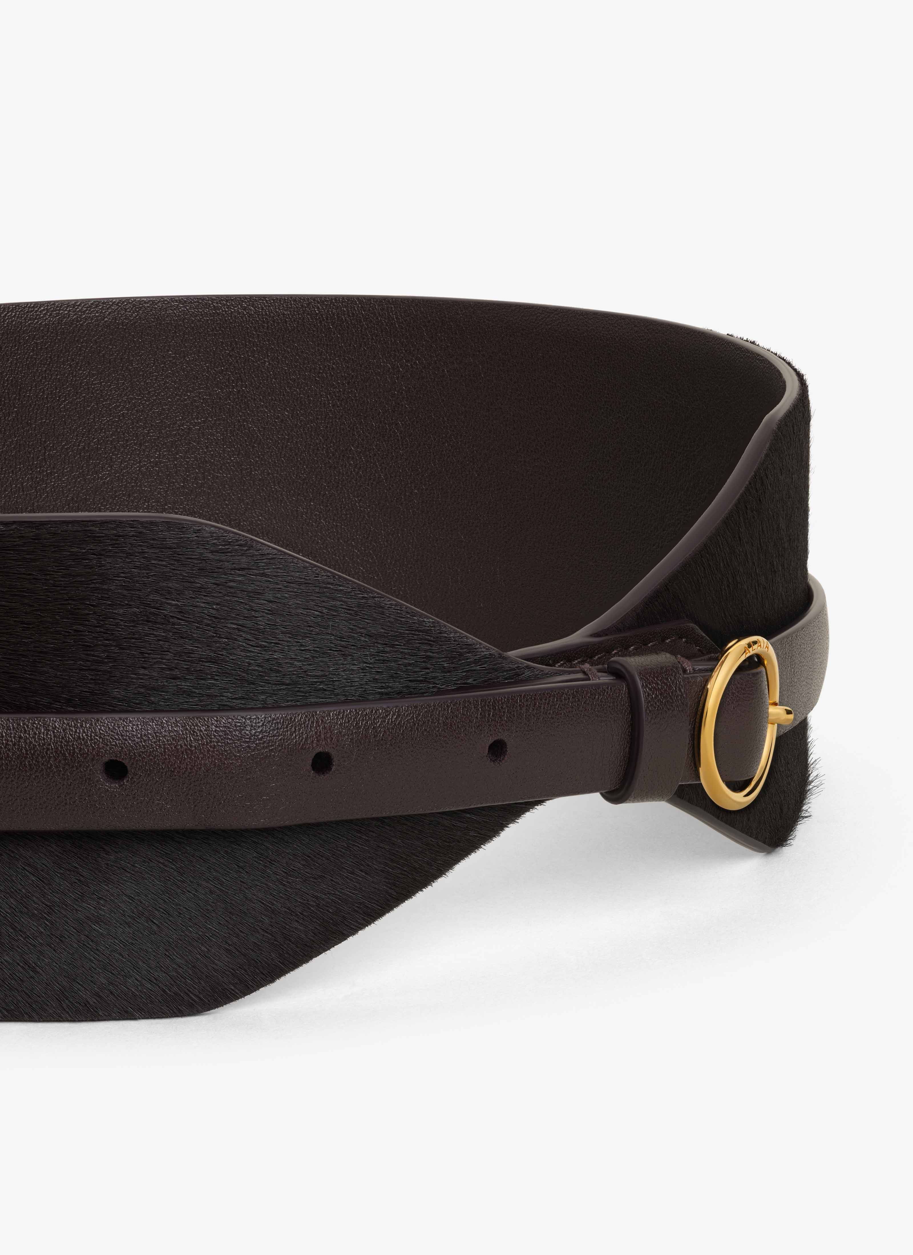 ALAÏA CHOCOLATE DOUBLE LARGE BELT IN HAIRCALF