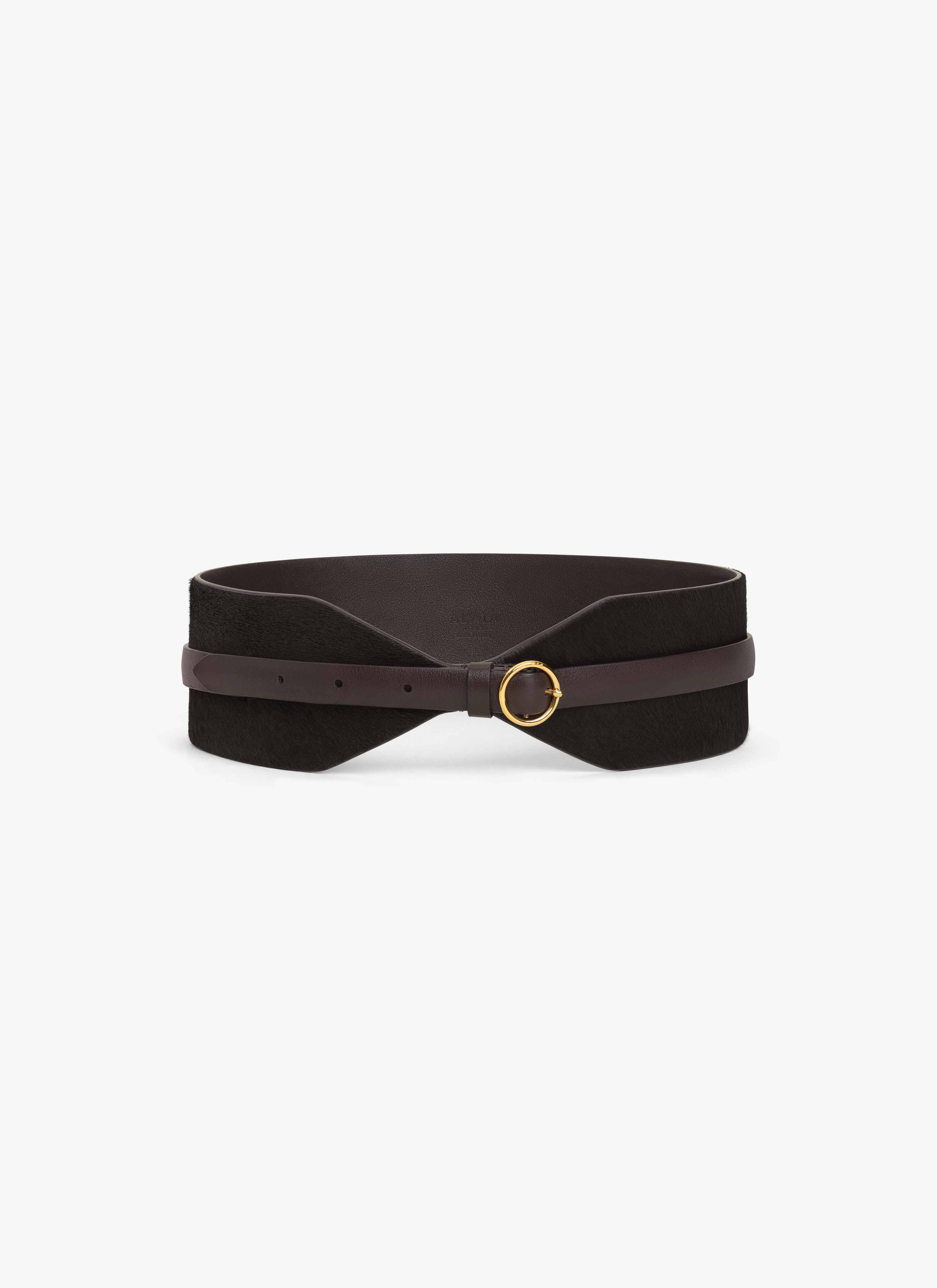 ALAÏA CHOCOLATE DOUBLE LARGE BELT IN HAIRCALF